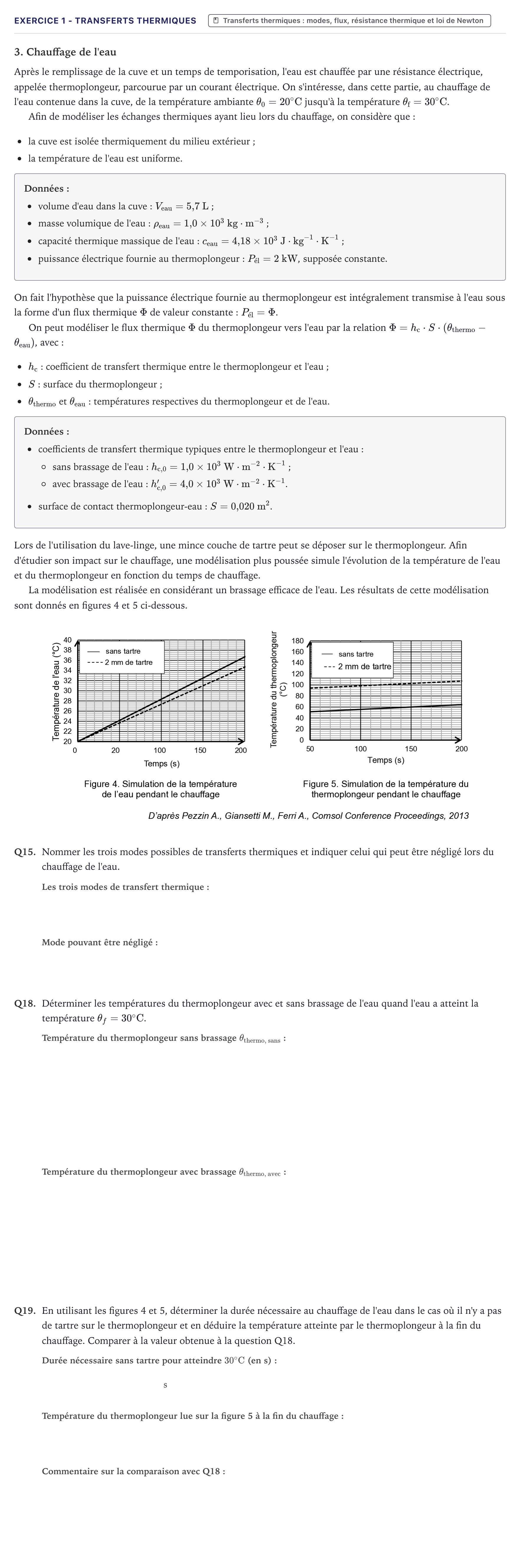 Énoncé: Exercice 1 - Transferts thermiques · Bac Physique-Chimie Métropole 2026 (sujet 1)