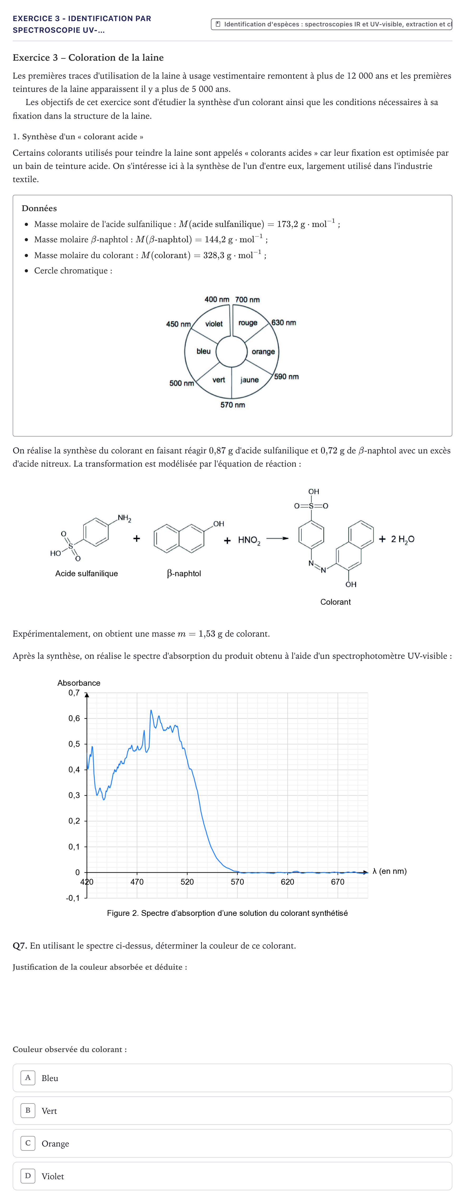 Énoncé: Exercice 3 - Identification par spectroscopie UV-… · Bac Physique-Chimie Métropole 2026 (sujet 1)