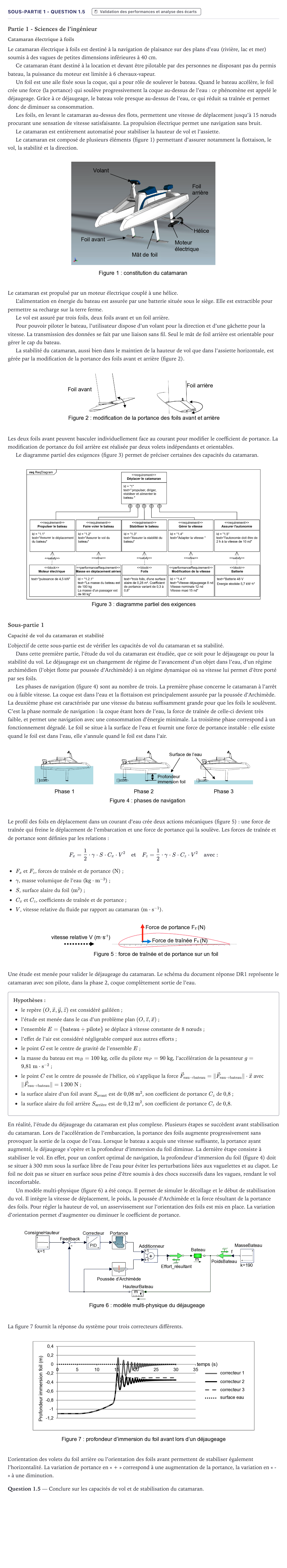 Énoncé: Exercice Sous-partie 1 - Question 1.5 · Bac Sciences de l'Ingénieur Métropole 2026 (sujet 1)