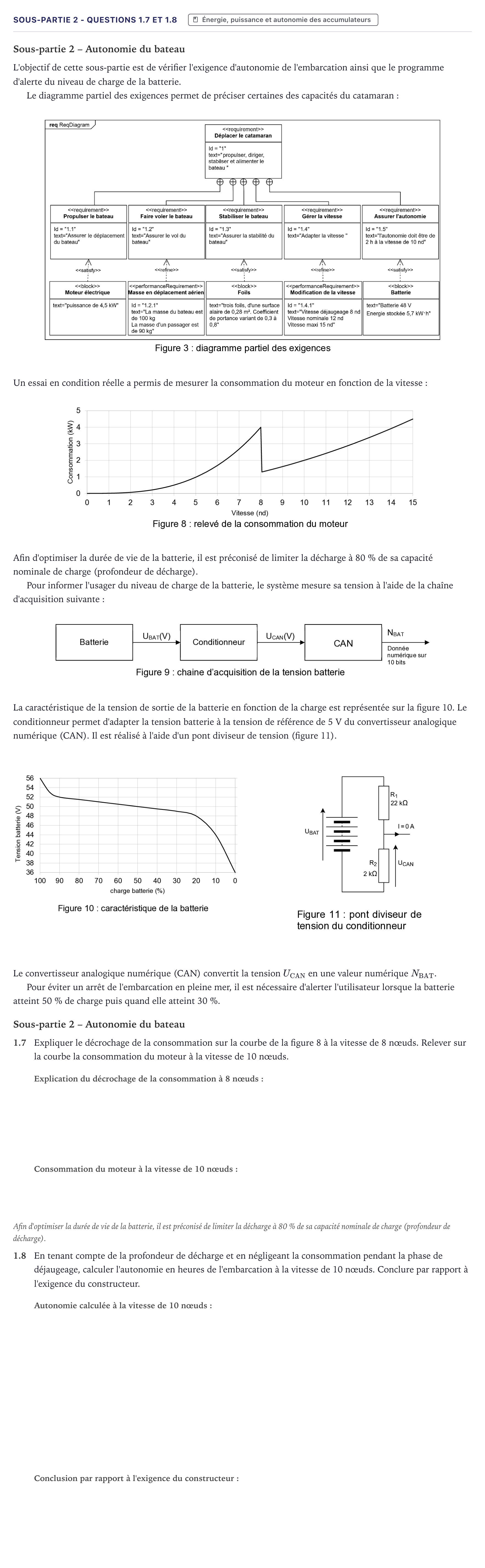 Énoncé: Exercice Sous-partie 2 - Questions 1.7 et 1.8 · Bac Sciences de l'Ingénieur Métropole 2026 (sujet 1)