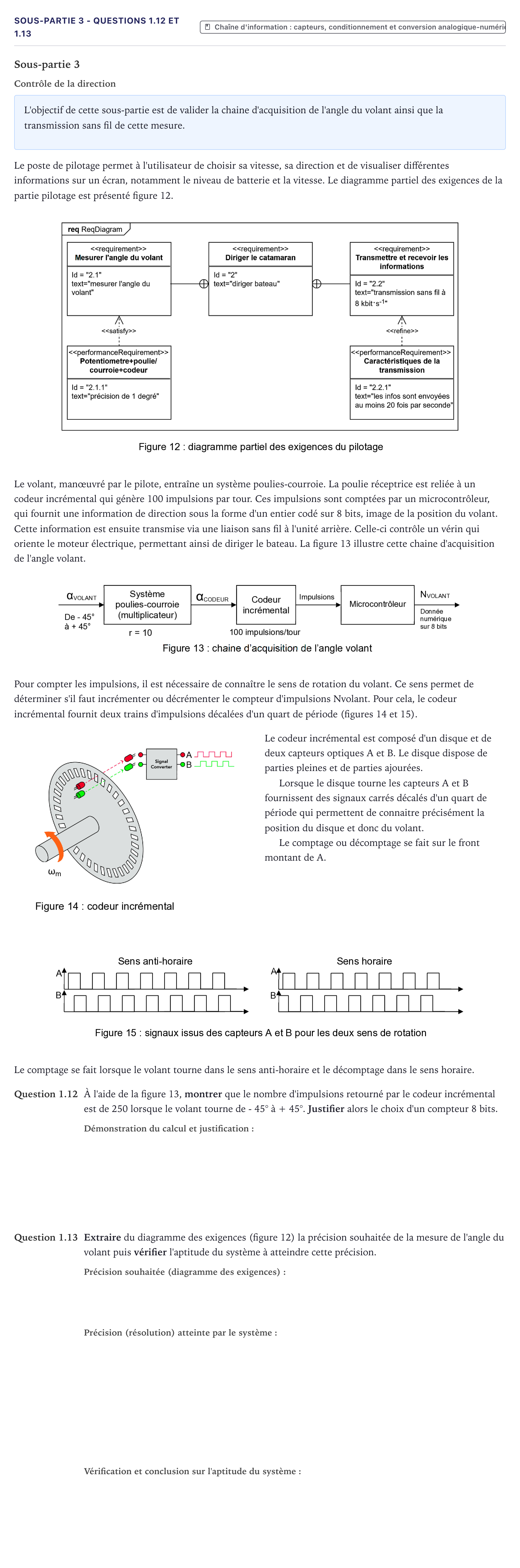 Énoncé: Exercice Sous-partie 3 - Questions 1.12 et 1.13 · Bac Sciences de l'Ingénieur Métropole 2026 (sujet 1)