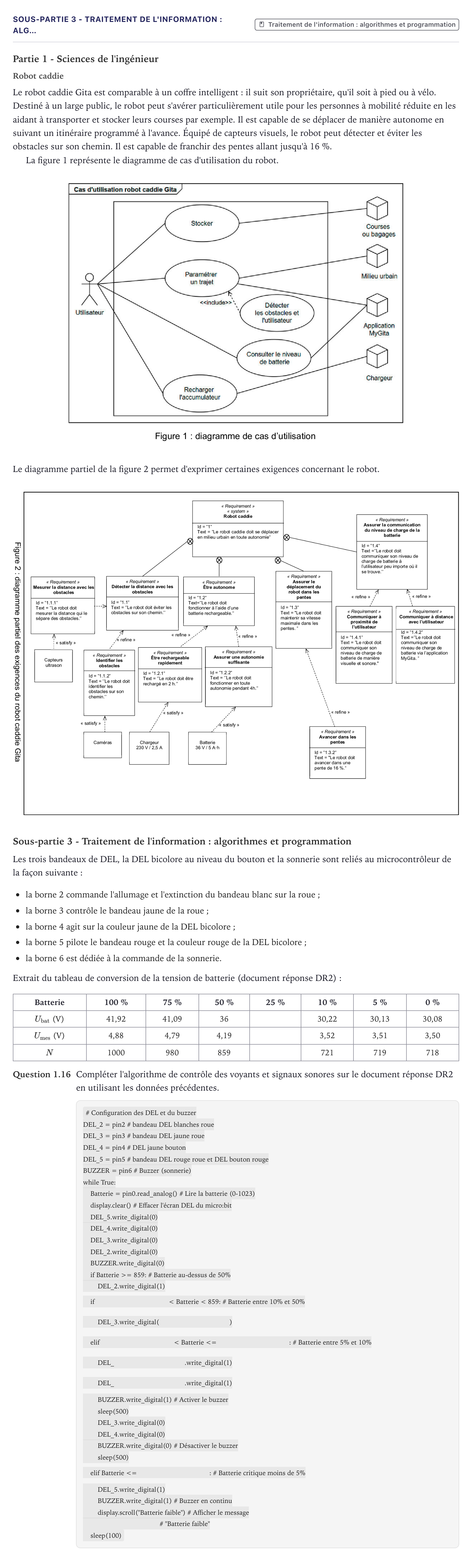 Énoncé: Exercice Sous-partie 3 - Traitement de l'information : alg… · Bac Sciences de l'Ingénieur Métropole 2026 (sujet 2)