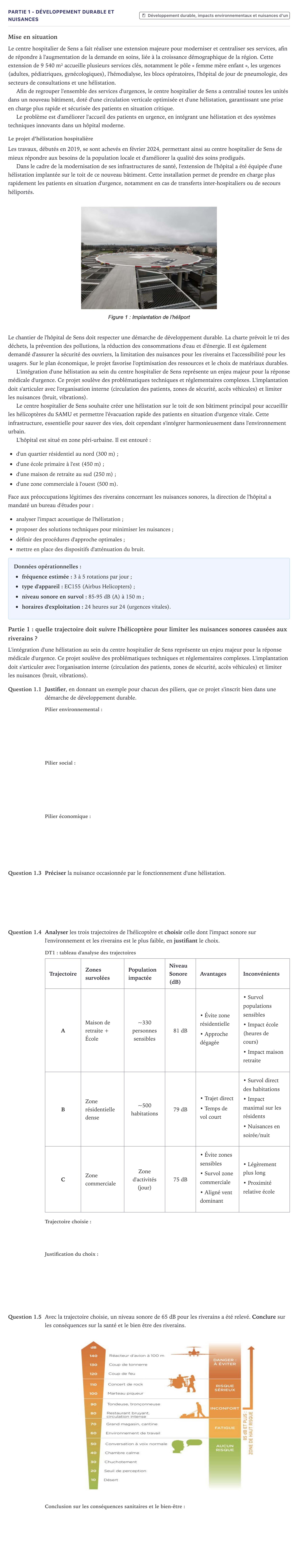 Énoncé: Partie 1 - Développement durable et nuisances · Bac STI2D Ingénierie, Innovation et Développement Durable Métropole - AC 2026