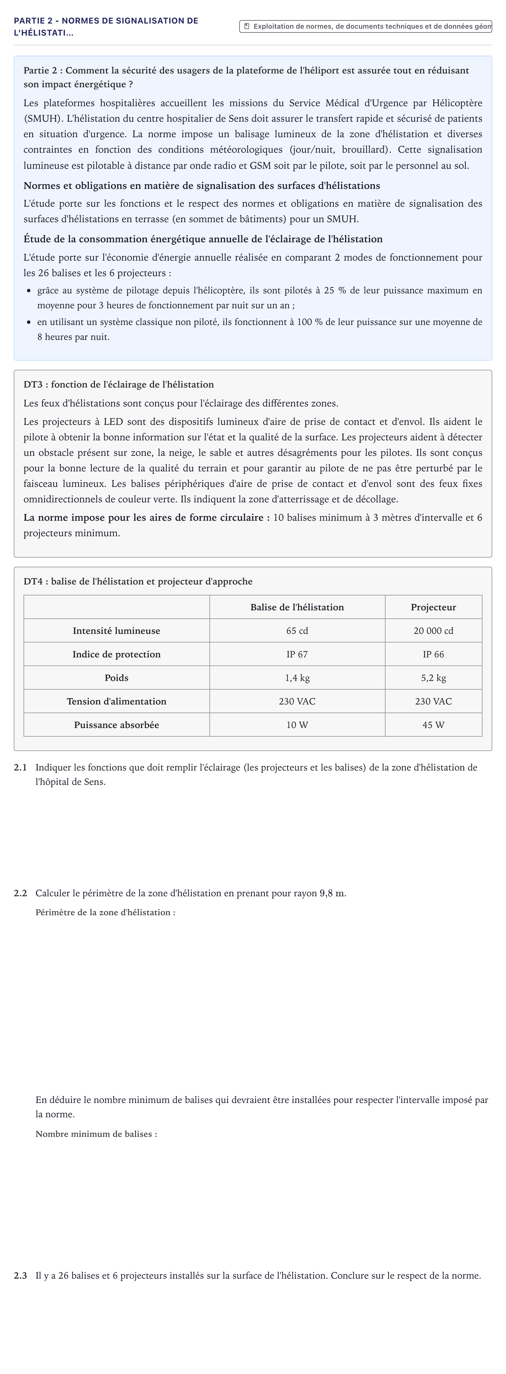 Énoncé: Partie 2 - Normes de signalisation de l'hélistati… · Bac STI2D Ingénierie, Innovation et Développement Durable Métropole - AC 2026