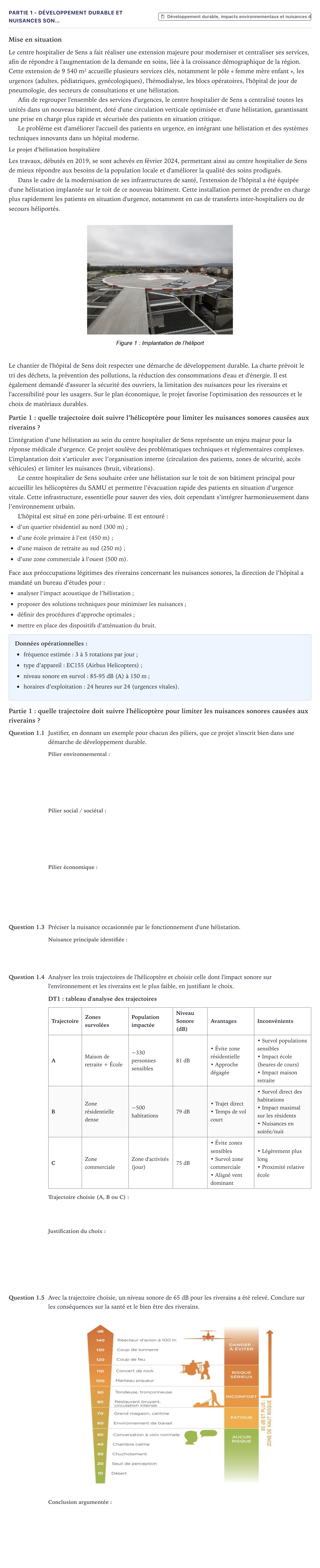 Énoncé: Partie 1 - Développement durable et nuisances son… · Bac STI2D Ingénierie, Innovation et Développement Durable Métropole - EE 2026