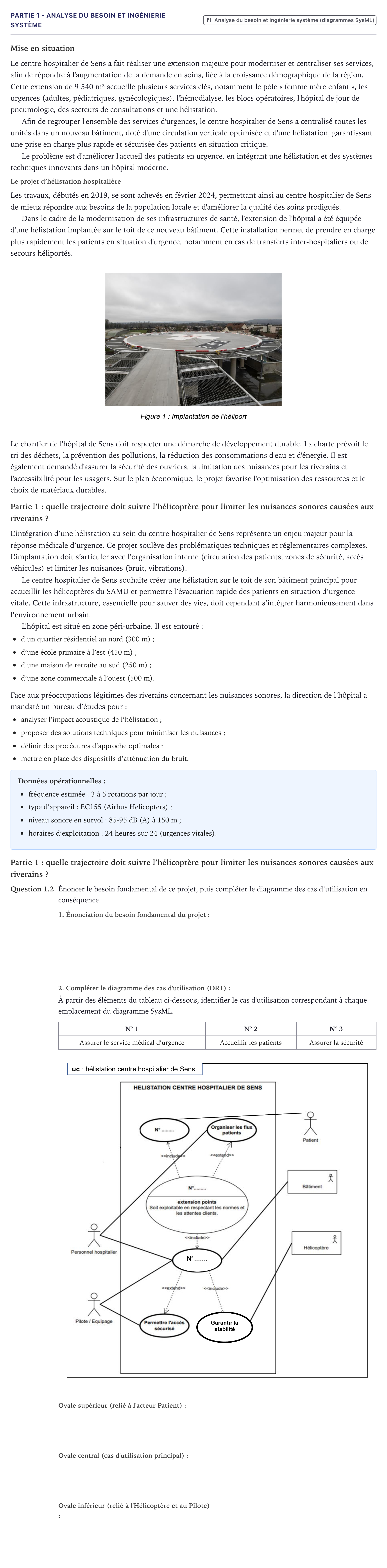 Énoncé: Partie 1 - Analyse du besoin et ingénierie système · Bac STI2D Ingénierie, Innovation et Développement Durable Métropole - EE 2026