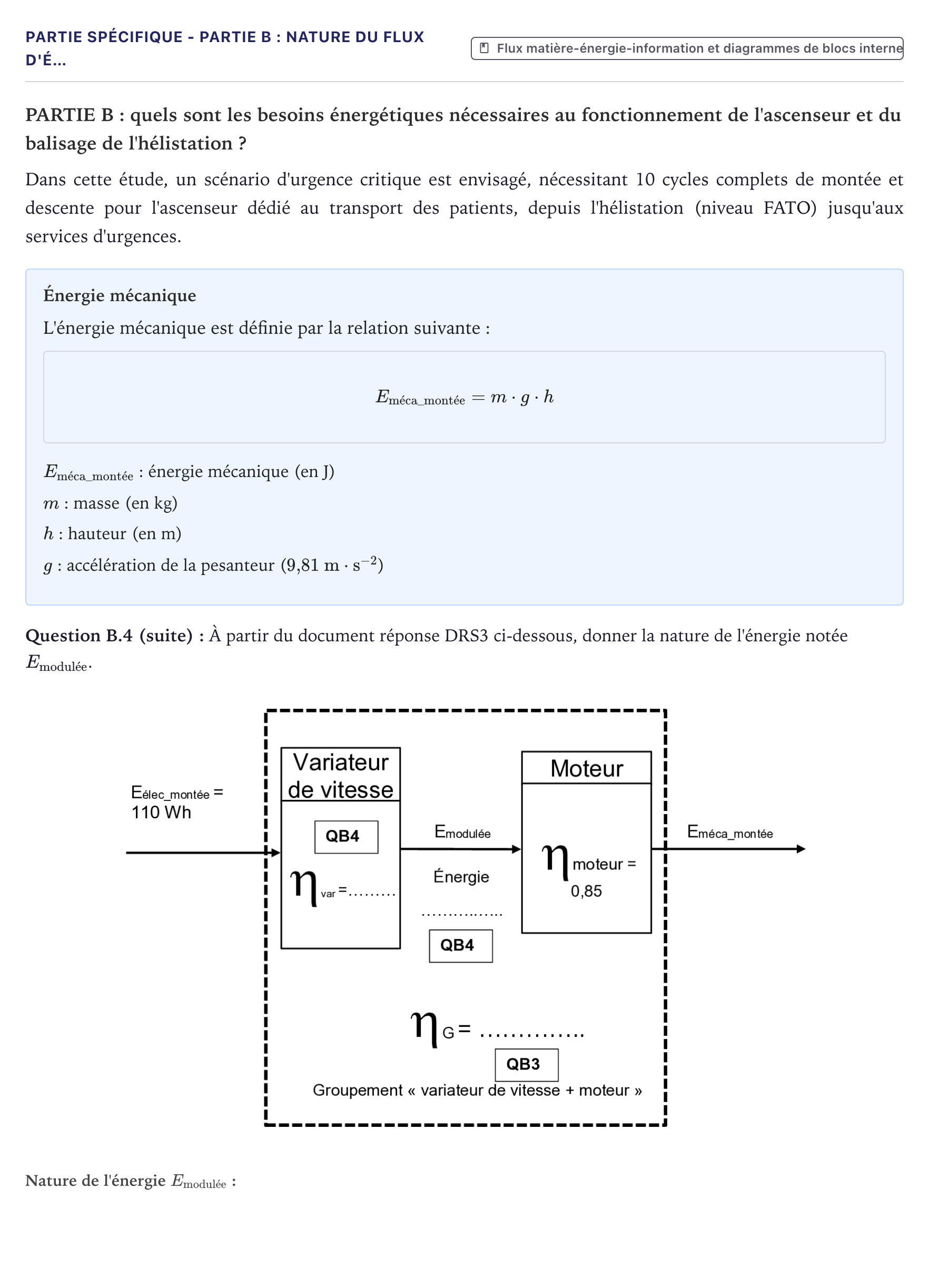 Énoncé: Partie Spécifique - Partie B : Nature du flux d'é… · Bac STI2D Ingénierie, Innovation et Développement Durable Métropole - EE 2026