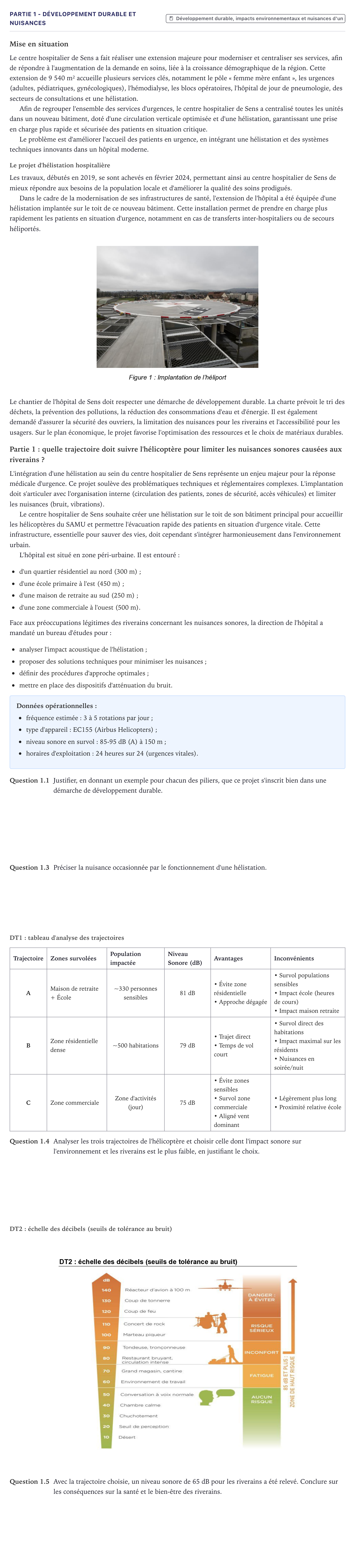 Énoncé: Partie 1 - Développement durable et nuisances · Bac STI2D Ingénierie, Innovation et Développement Durable Métropole - ITEC 2026