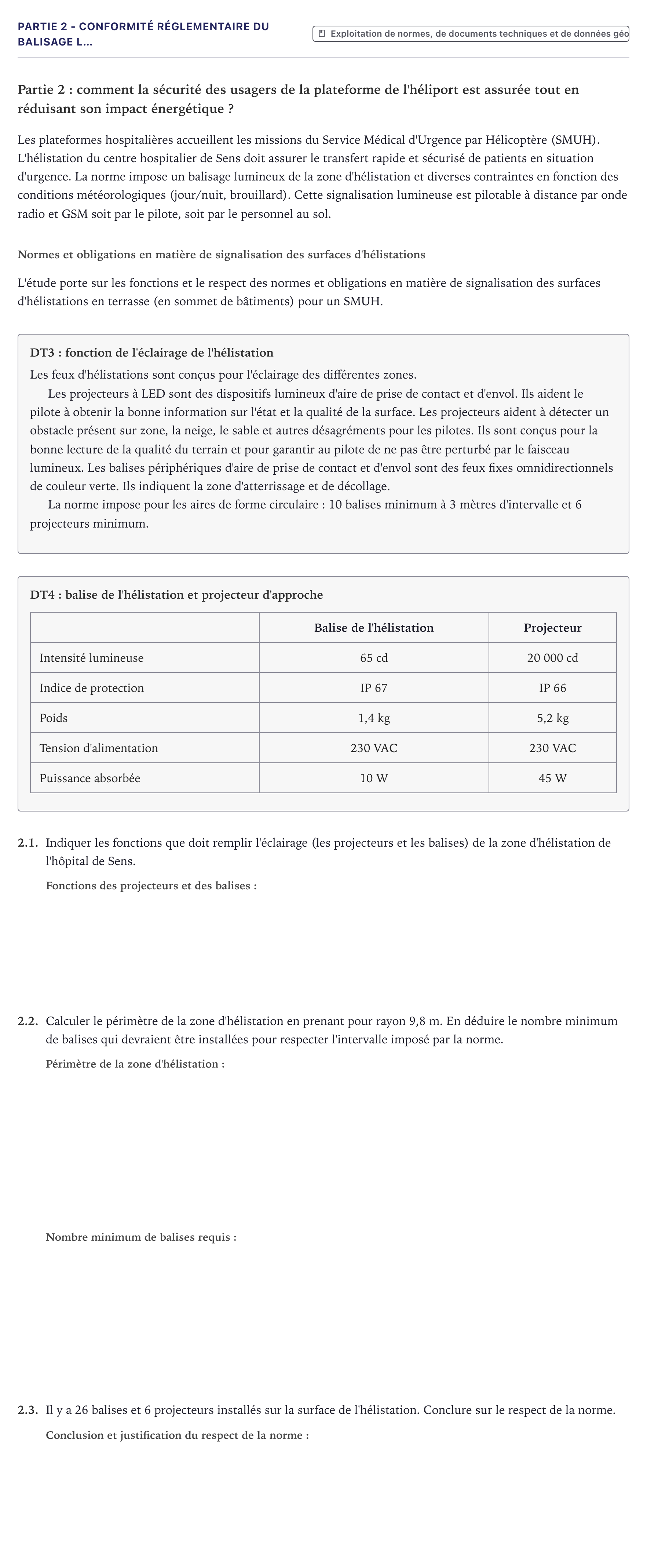 Énoncé: Partie 2 - Conformité réglementaire du balisage l… · Bac STI2D Ingénierie, Innovation et Développement Durable Métropole - ITEC 2026
