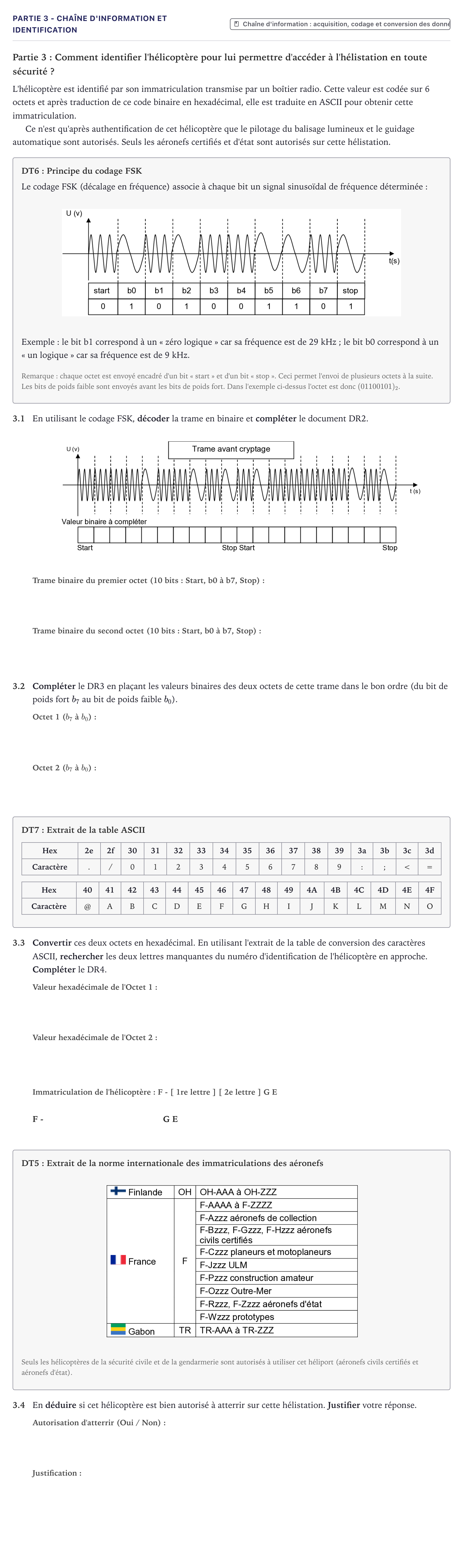 Énoncé: Partie 3 - Chaîne d'information et identification · Bac STI2D Ingénierie, Innovation et Développement Durable Métropole - ITEC 2026
