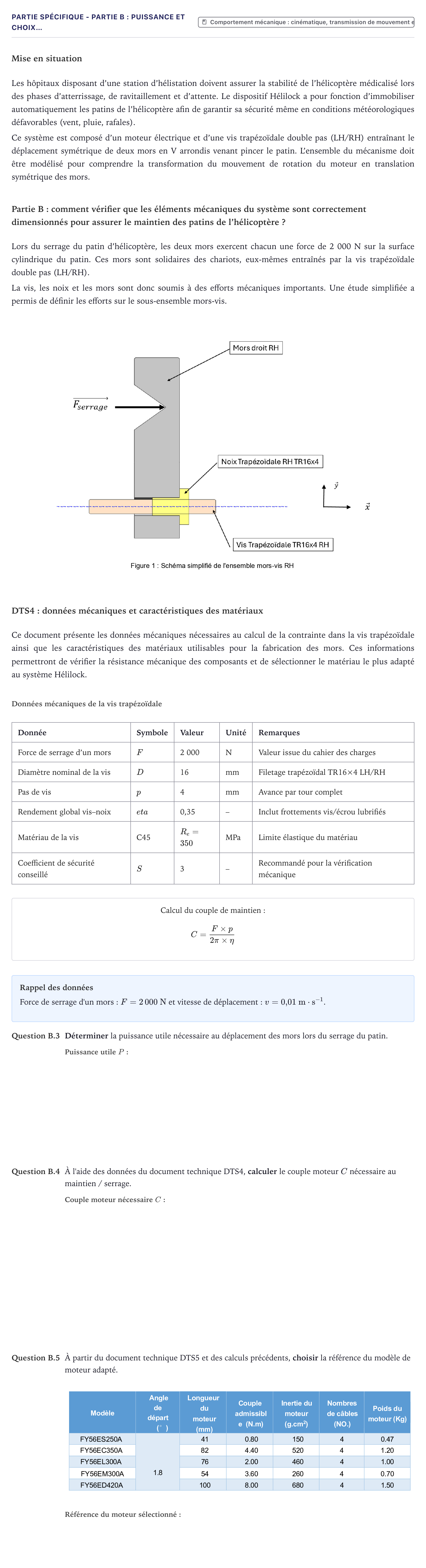 Énoncé: Partie spécifique - Partie B : Puissance et choix… · Bac STI2D Ingénierie, Innovation et Développement Durable Métropole - ITEC 2026