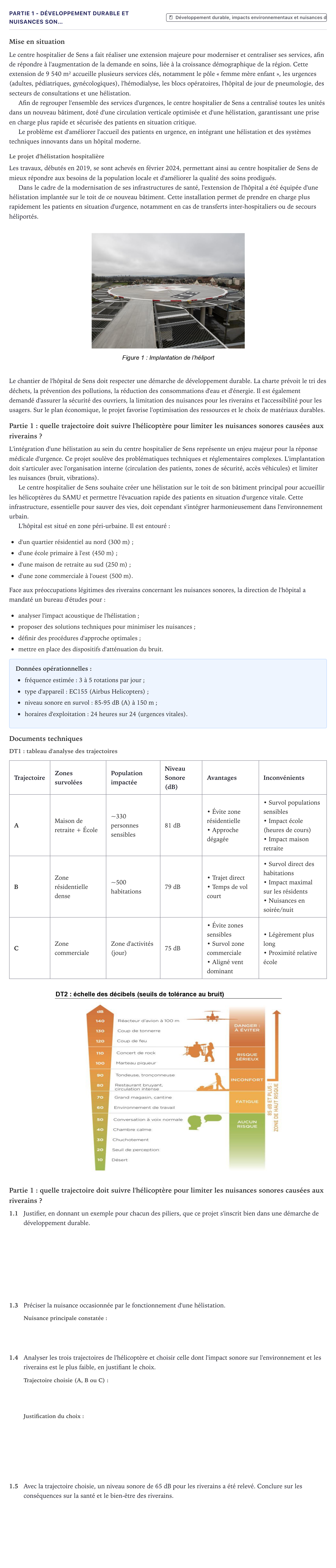 Énoncé: Partie 1 - Développement durable et nuisances son… · Bac STI2D Ingénierie, Innovation et Développement Durable Métropole - SIN 2026