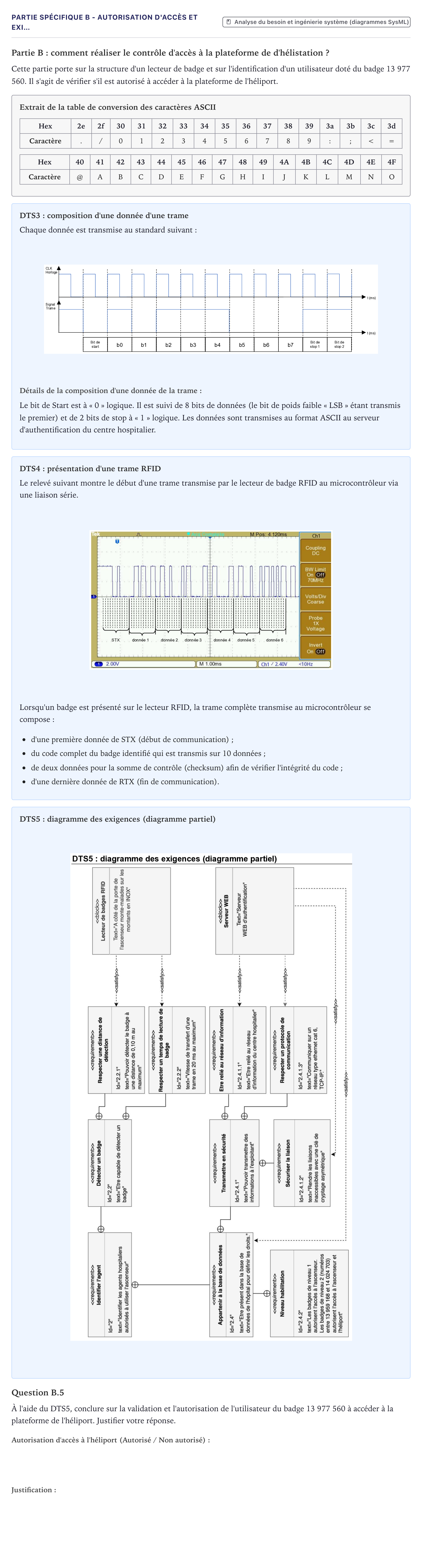 Énoncé: Partie Spécifique B - Autorisation d'accès et exi… · Bac STI2D Ingénierie, Innovation et Développement Durable Métropole - SIN 2026