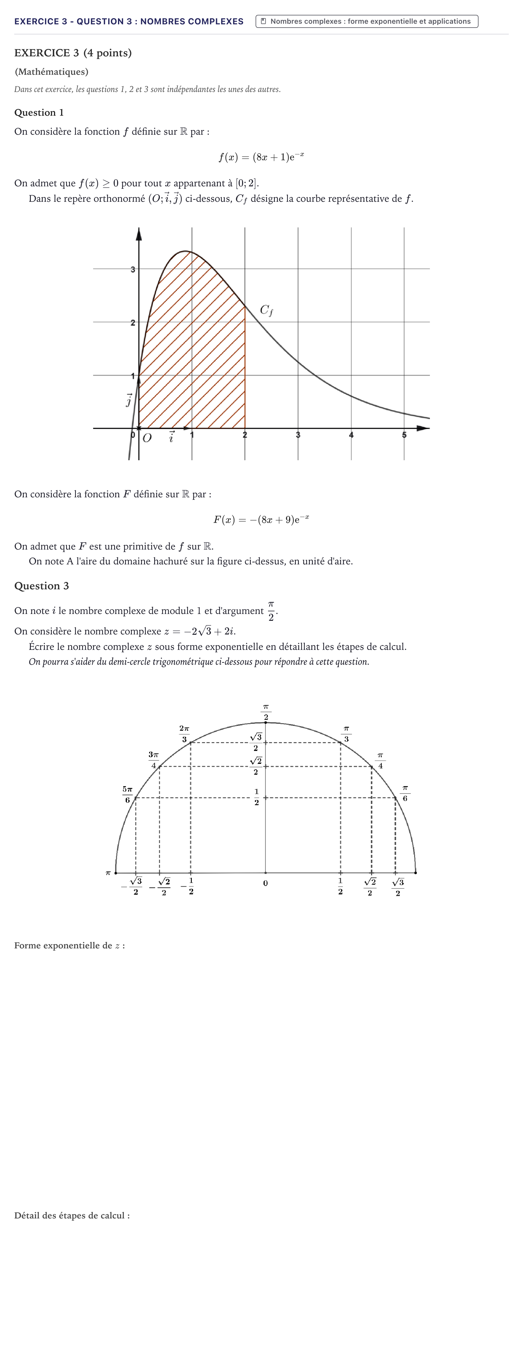 Énoncé: Exercice 3 - Question 3 : Nombres complexes · Bac STI2D Physique-Chimie et Mathématiques Métropole 2026