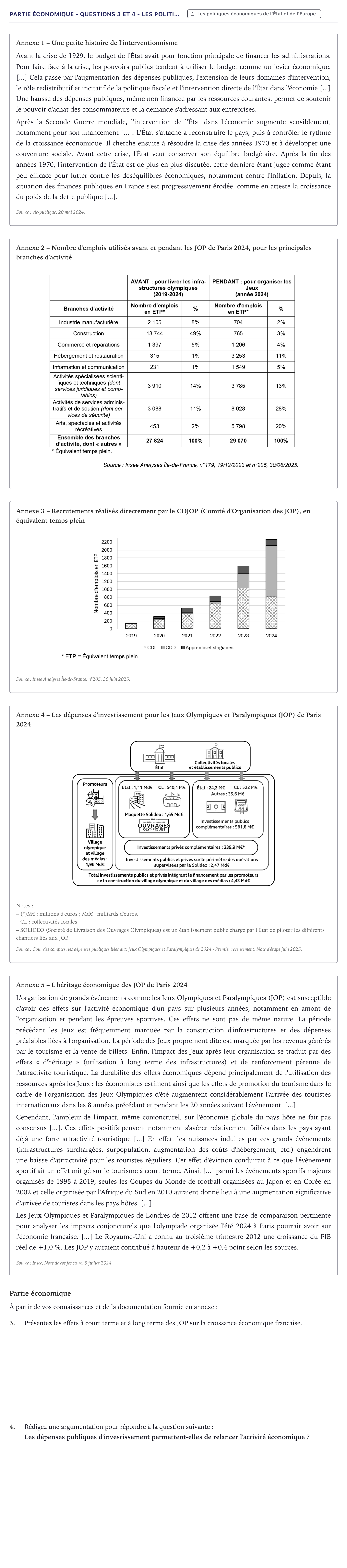Énoncé: Partie économique - Questions 3 et 4 - Les politi… · Bac STMG Droit et Économie Métropole 2026