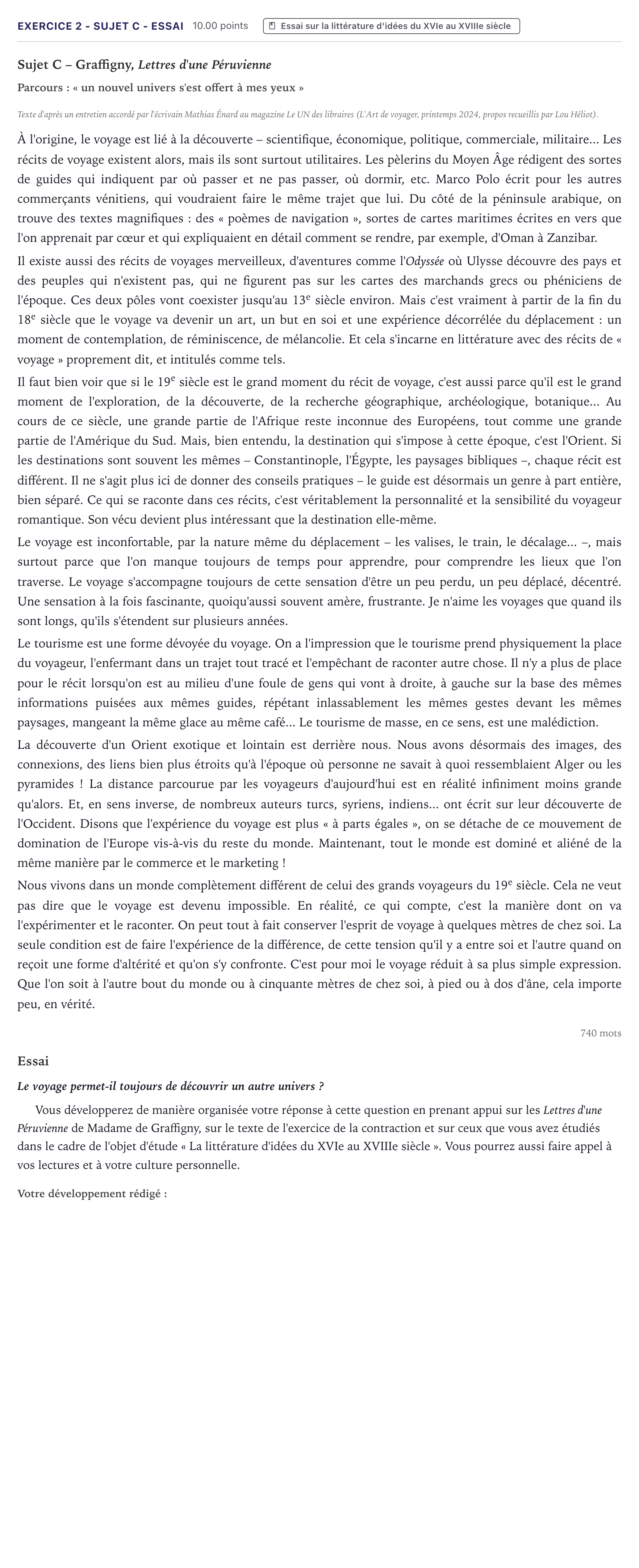 Énoncé: Exercice 2 - Sujet C - Essai · Bac STMG Français Métropole 2026