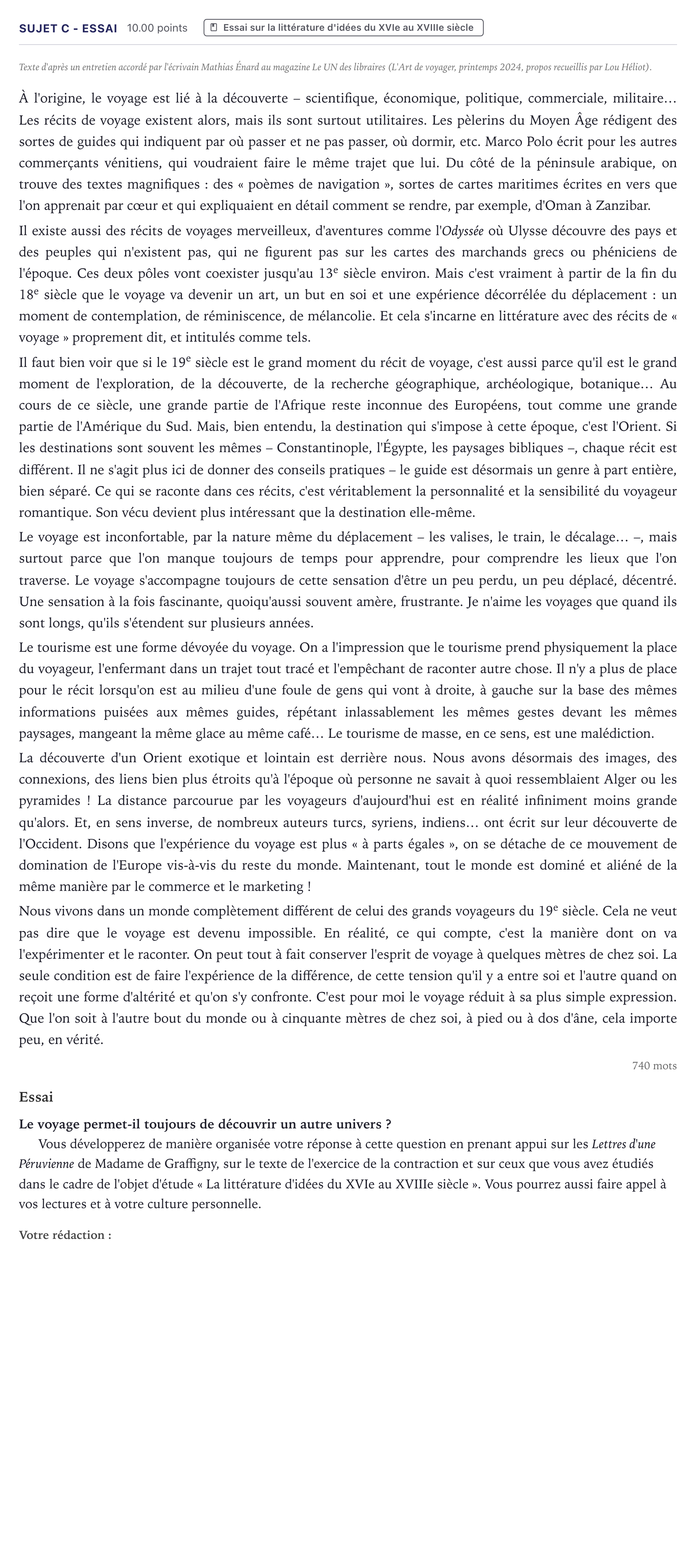Énoncé: Sujet C - Essai · Bac ST2S Français Métropole 2026