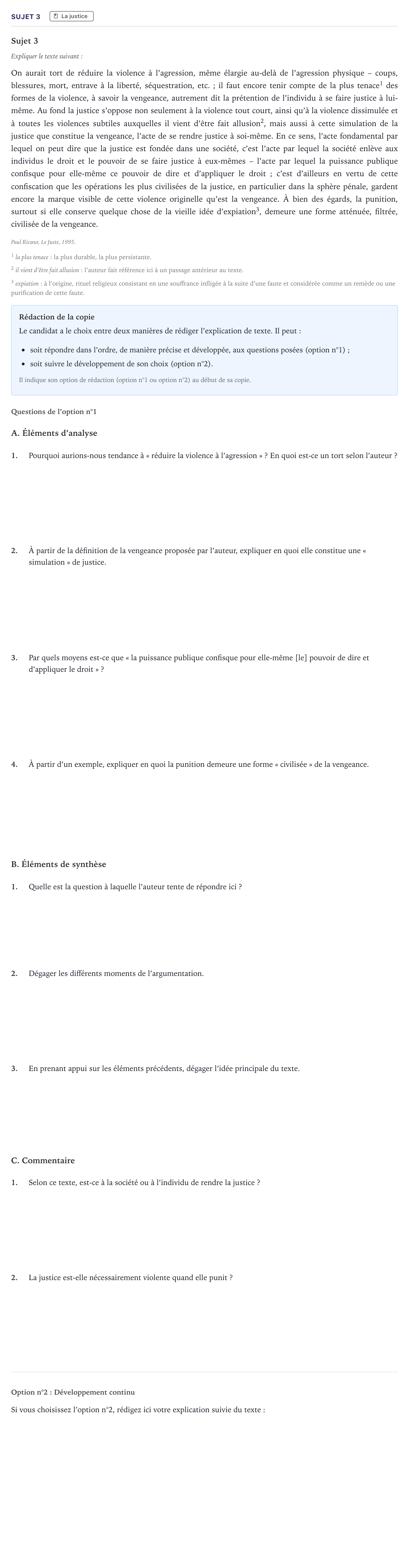 Énoncé: Sujet 3 · Bac STMG Philosophie Métropole 2026