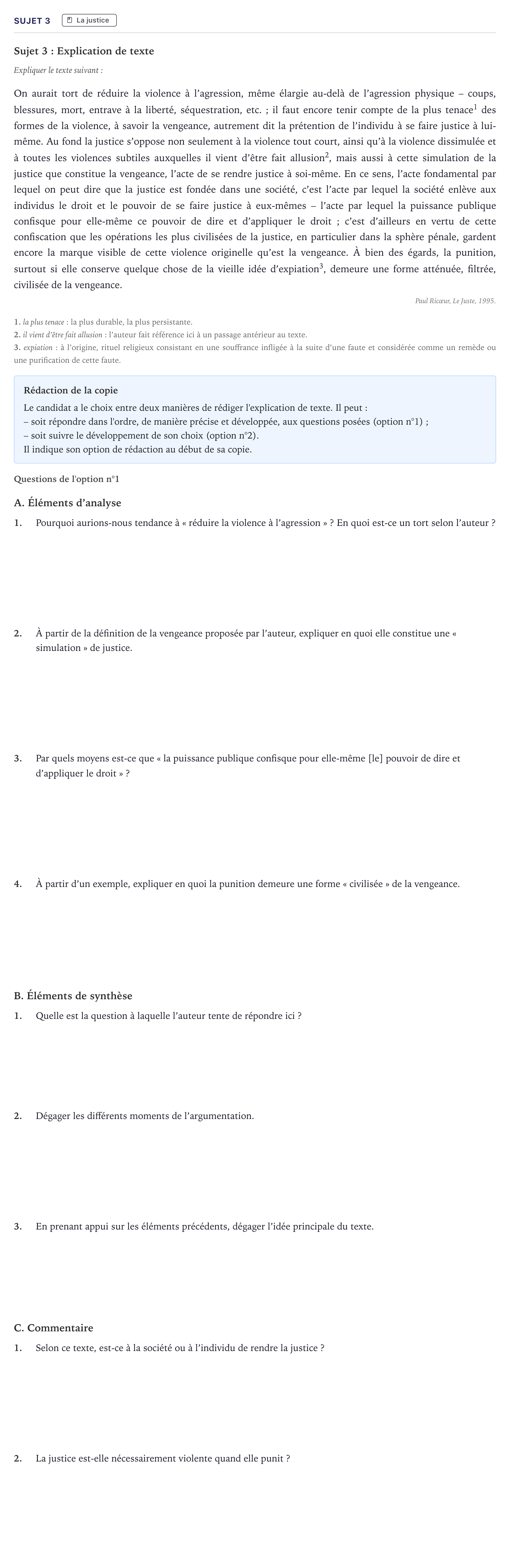 Énoncé: Sujet 3 · Bac ST2S Philosophie Métropole 2026