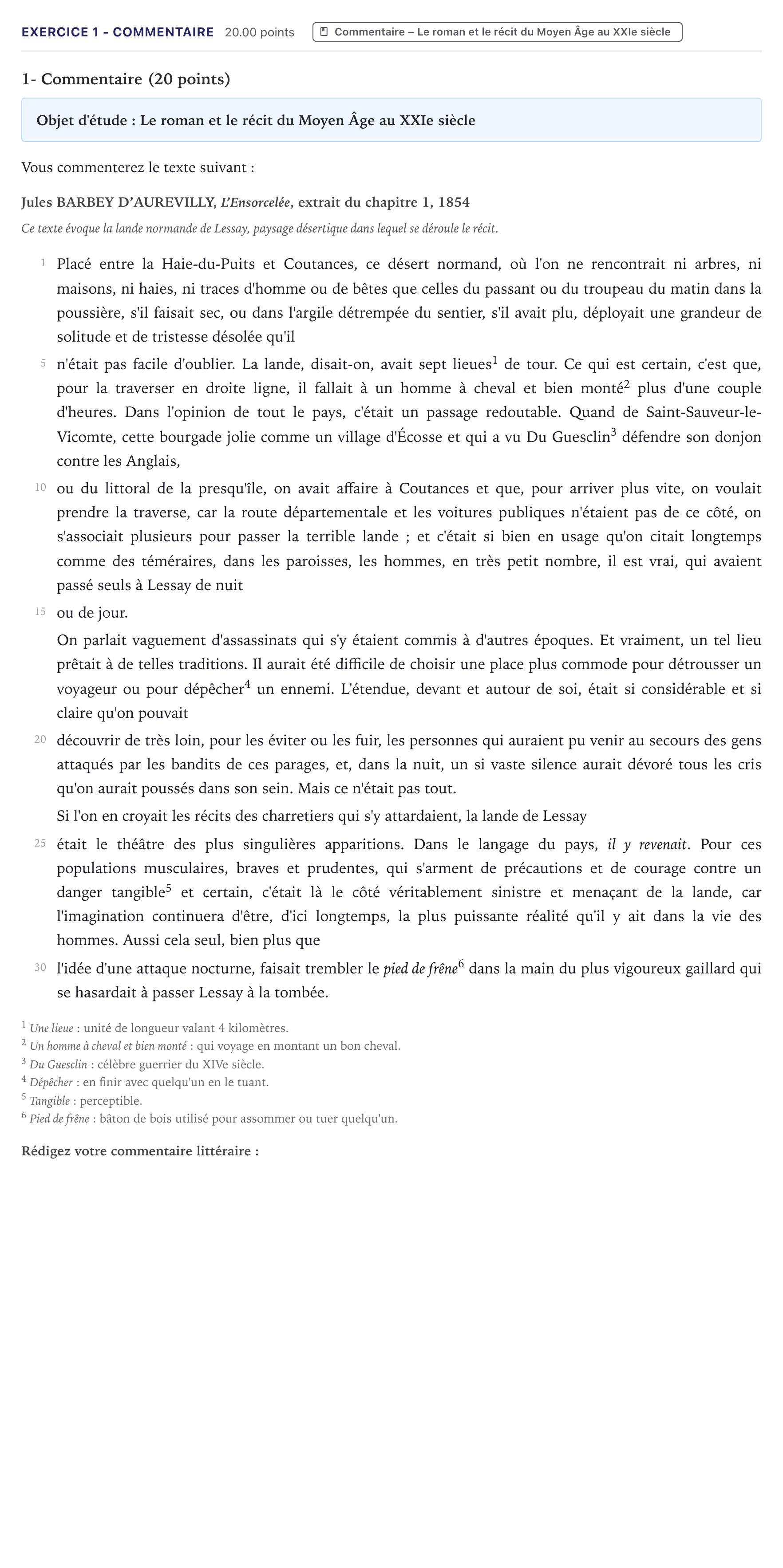 Énoncé: Exercice 1 - Commentaire · Bac Français (1ère) Métropole 2025