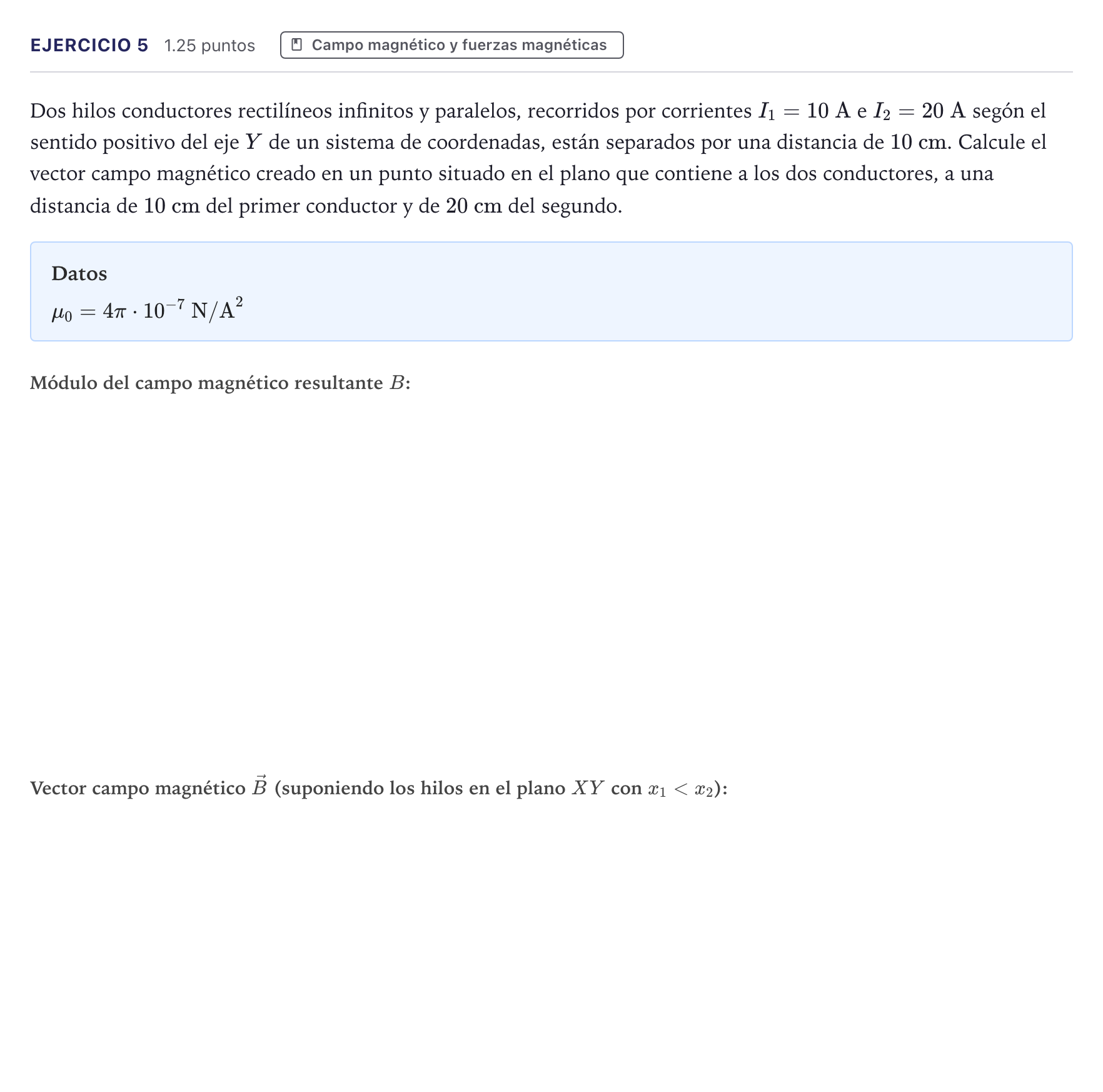 Enunciado: Problema 5 · Física PAU Canarias Junio 2025