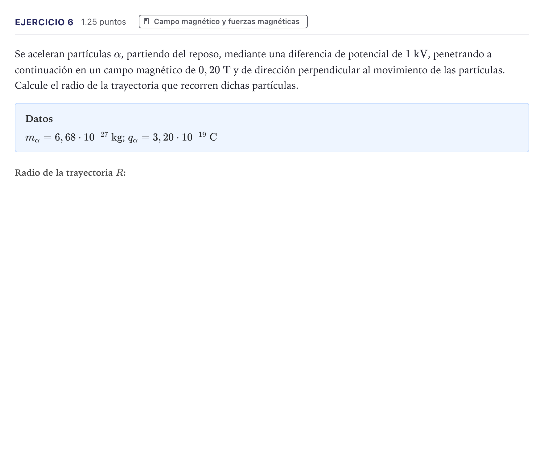 Enunciado: Problema 6 · Física PAU Canarias Junio 2025