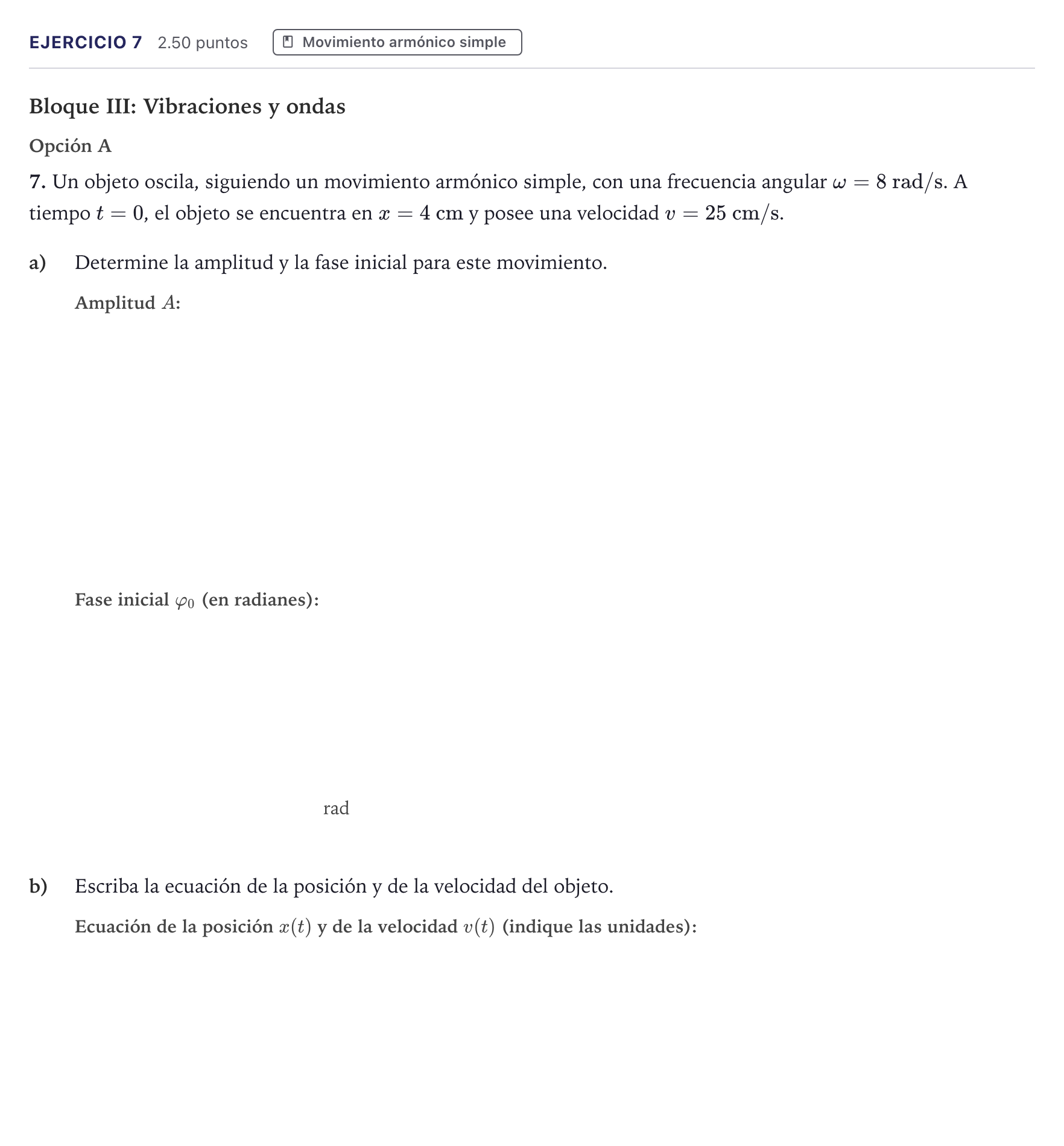 Enunciado: Problema 7 · Física PAU Canarias Junio 2025