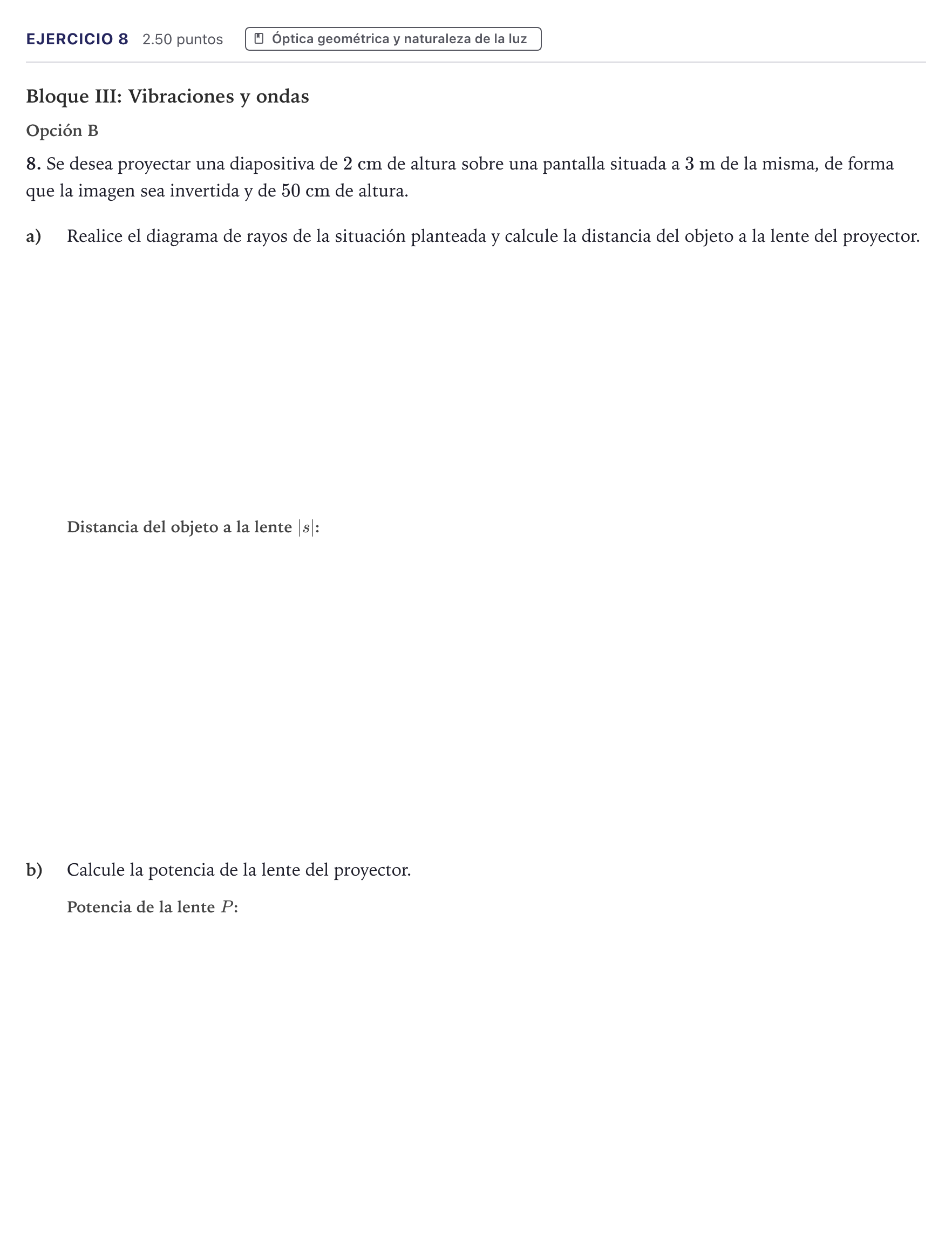 Enunciado: Problema 8 · Física PAU Canarias Junio 2025