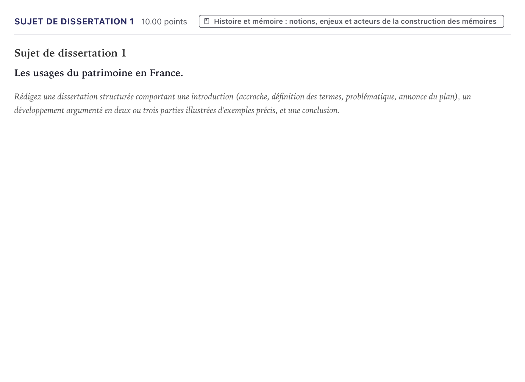 Énoncé: Sujet de dissertation 1 · Bac Histoire-Géographie, Géopolitique et Sciences Politiques Métropole 2025 (sujet 1)