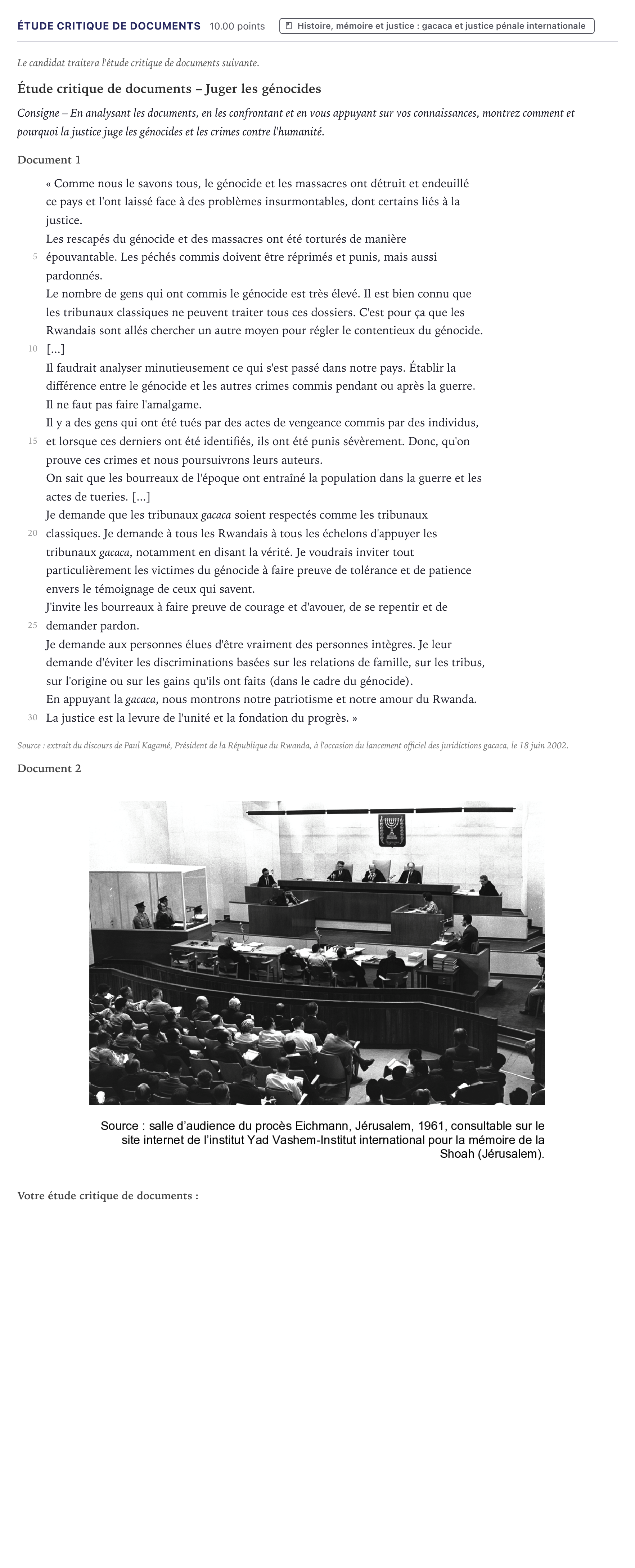 Énoncé: Exercice Étude critique de documents · Bac Histoire-Géographie, Géopolitique et Sciences Politiques Métropole 2025 (sujet 1)