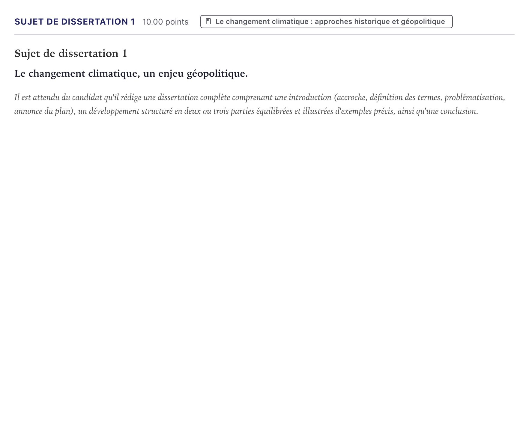 Énoncé: Sujet de dissertation 1 · Bac Histoire-Géographie, Géopolitique et Sciences Politiques Métropole 2025 (sujet 2)