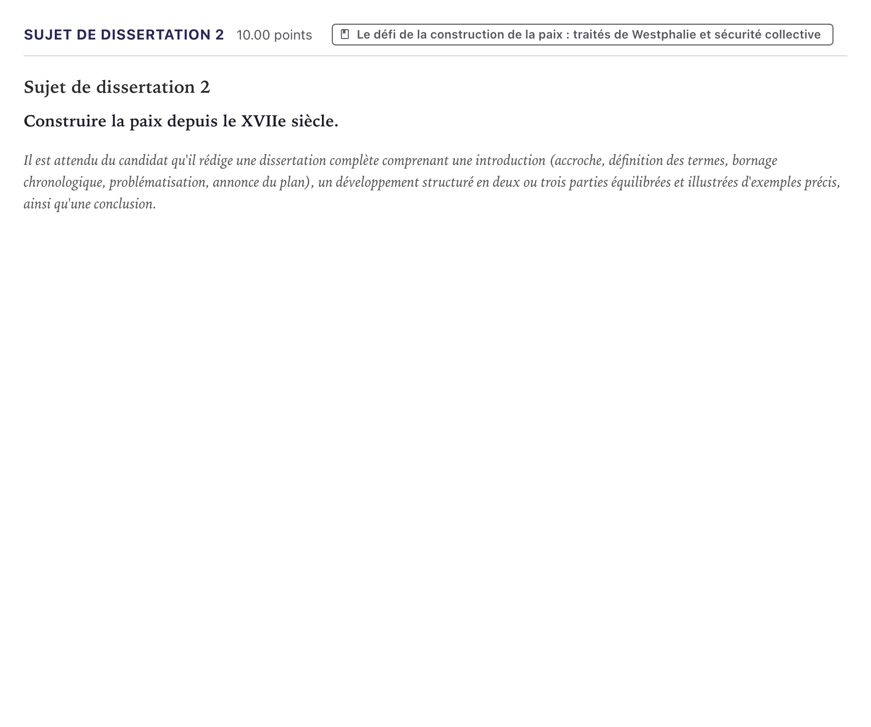 Énoncé: Sujet de dissertation 2 · Bac Histoire-Géographie, Géopolitique et Sciences Politiques Métropole 2025 (sujet 2)