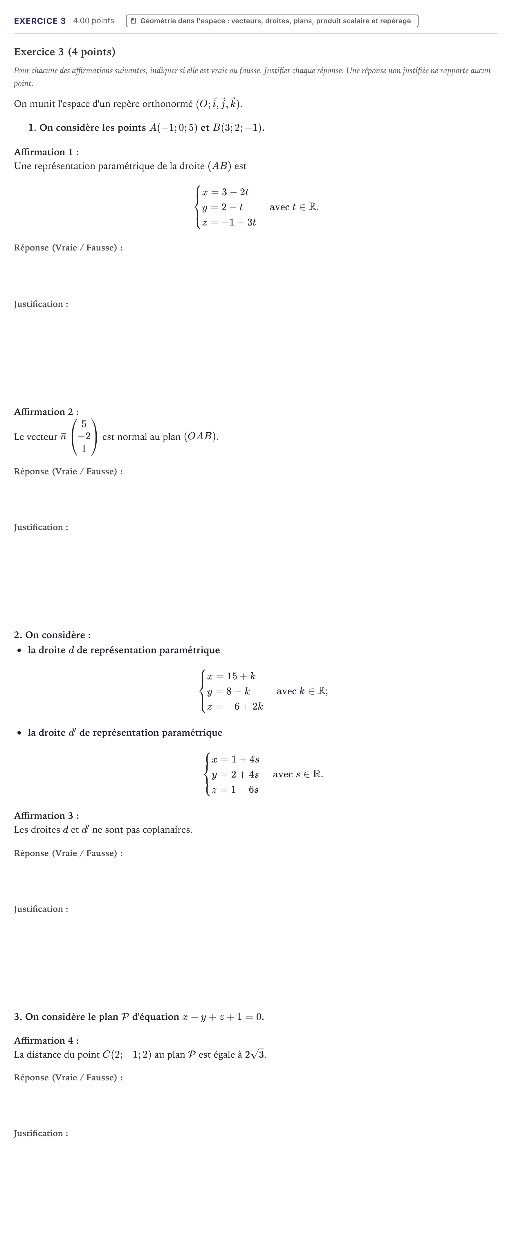 Énoncé: Exercice 3 · Bac Mathématiques Métropole 2025 (sujet 1)