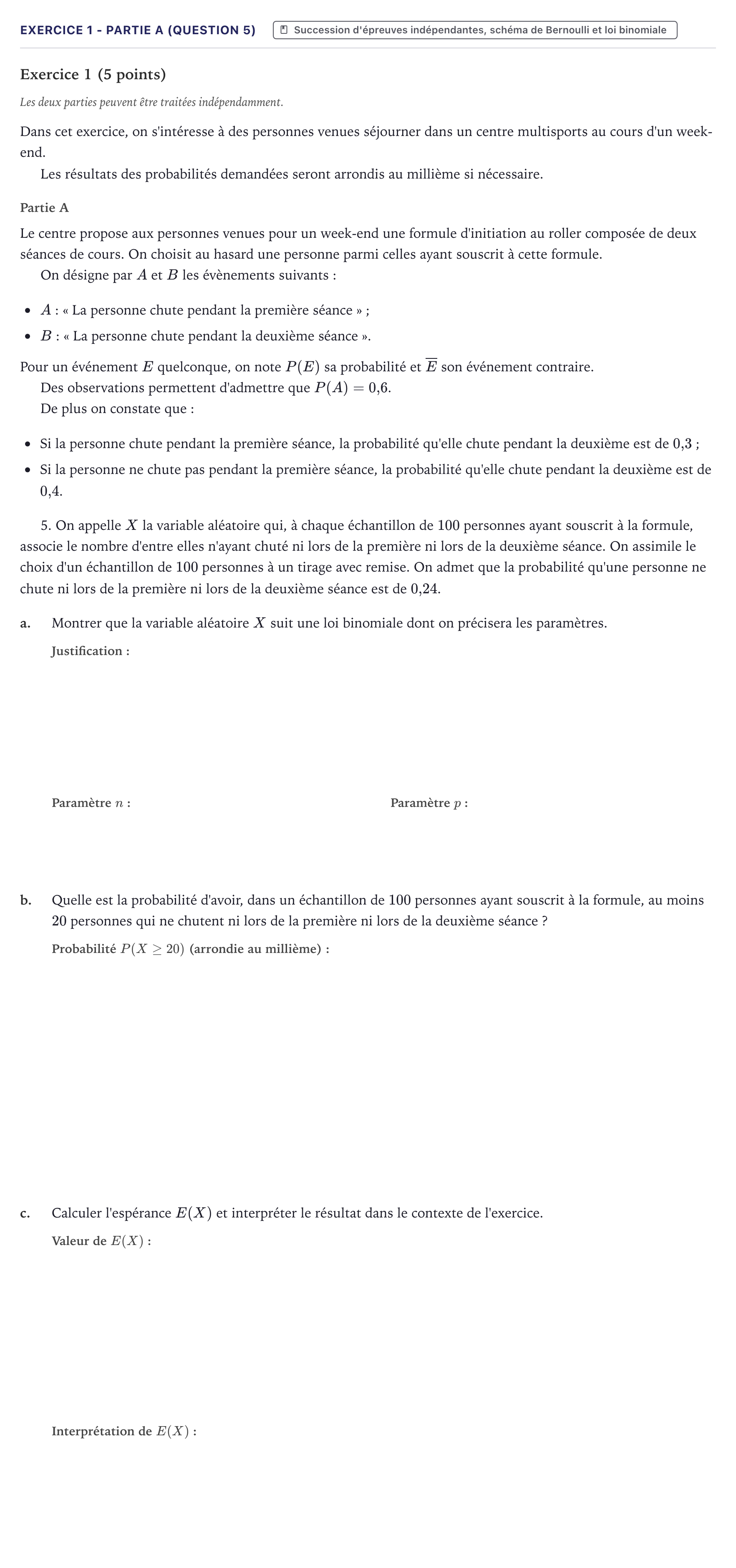 Énoncé: Exercice 1 - Partie A (question 5) · Bac Mathématiques Métropole 2025 (sujet 2)