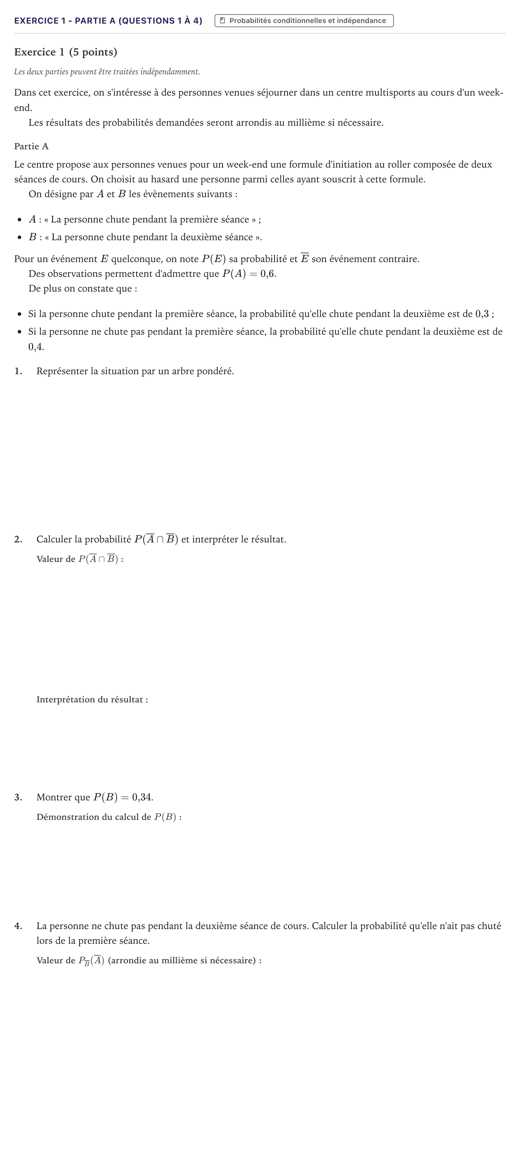 Énoncé: Exercice 1 - Partie A (questions 1 à 4) · Bac Mathématiques Métropole 2025 (sujet 2)