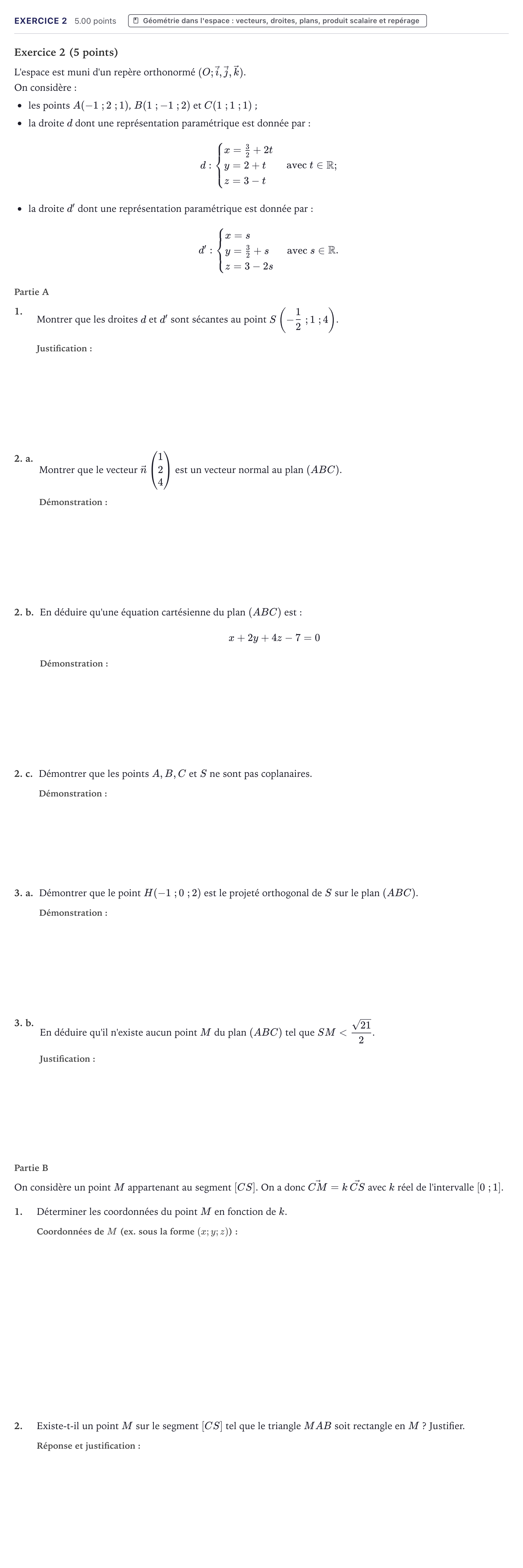 Énoncé: Exercice 2 · Bac Mathématiques Métropole 2025 (sujet 2)