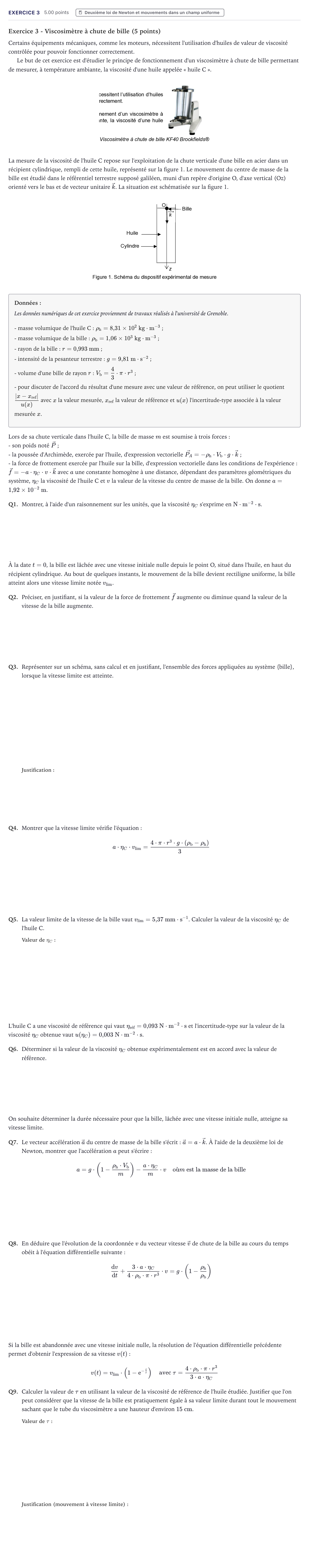 Énoncé: Exercice 3 · Bac Physique-Chimie Métropole 2025 (sujet 1)