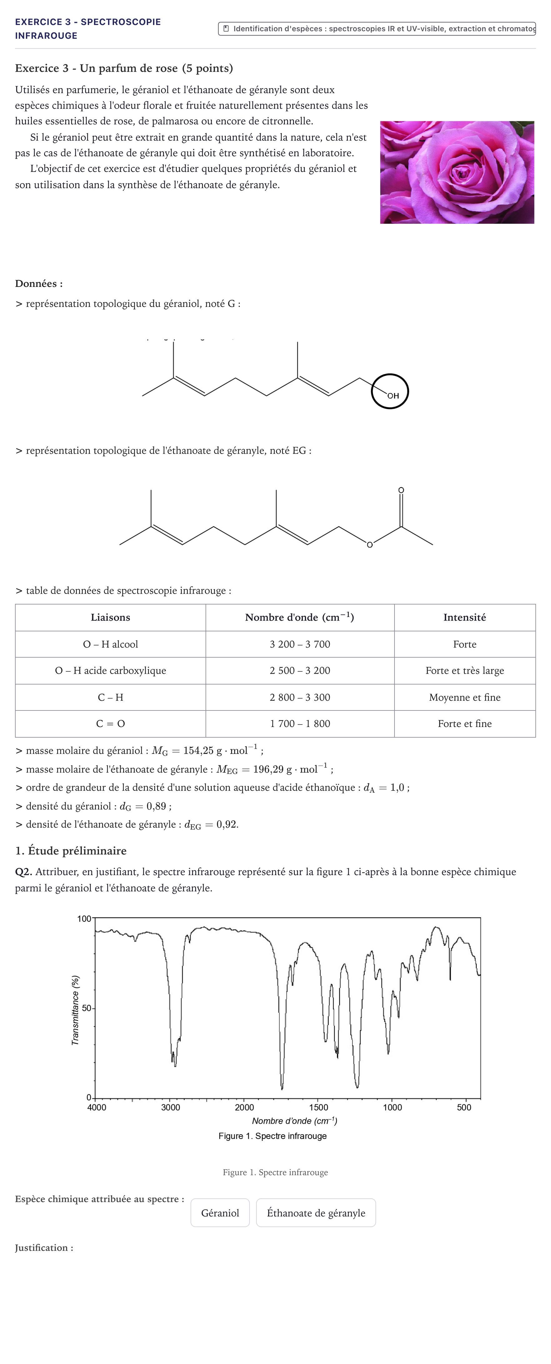 Énoncé: Exercice 3 - Spectroscopie infrarouge · Bac Physique-Chimie Métropole 2025 (sujet 2)