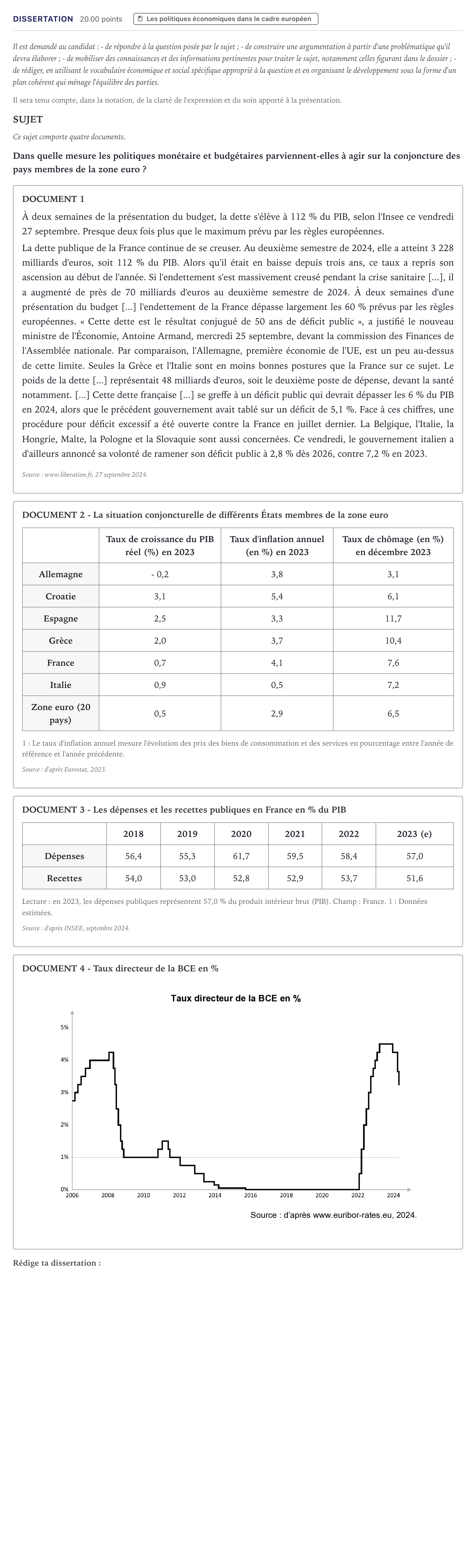 Énoncé: Dissertation · Bac Sciences Économiques et Sociales Métropole 2025 (sujet 1)