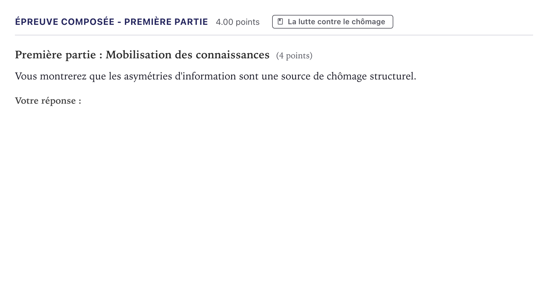 Énoncé: Épreuve composée - Première partie · Bac Sciences Économiques et Sociales Métropole 2025 (sujet 2)