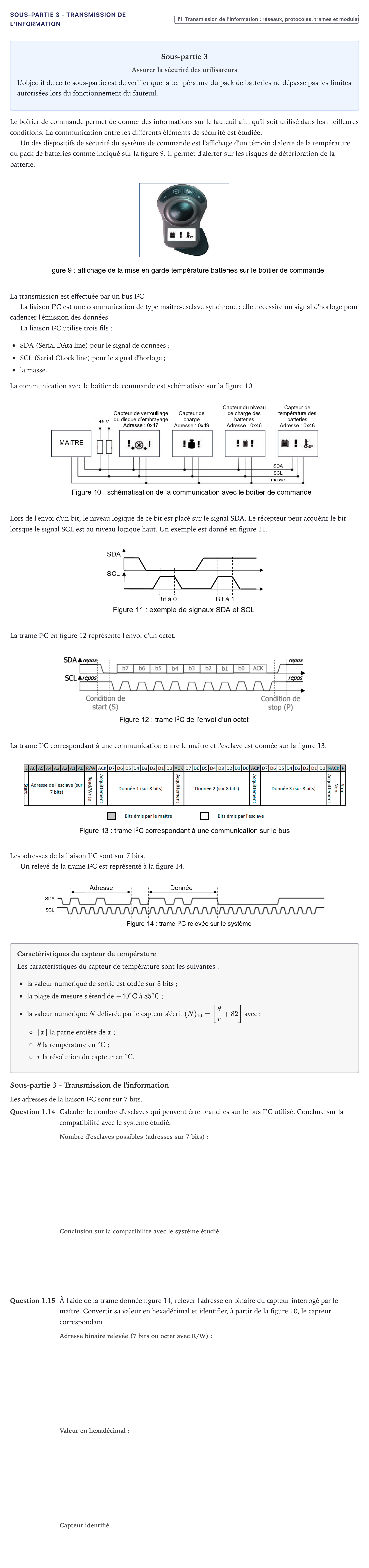 Énoncé: Exercice Sous-partie 3 - Transmission de l'information · Bac Sciences de l'Ingénieur Métropole 2025 (sujet 2)