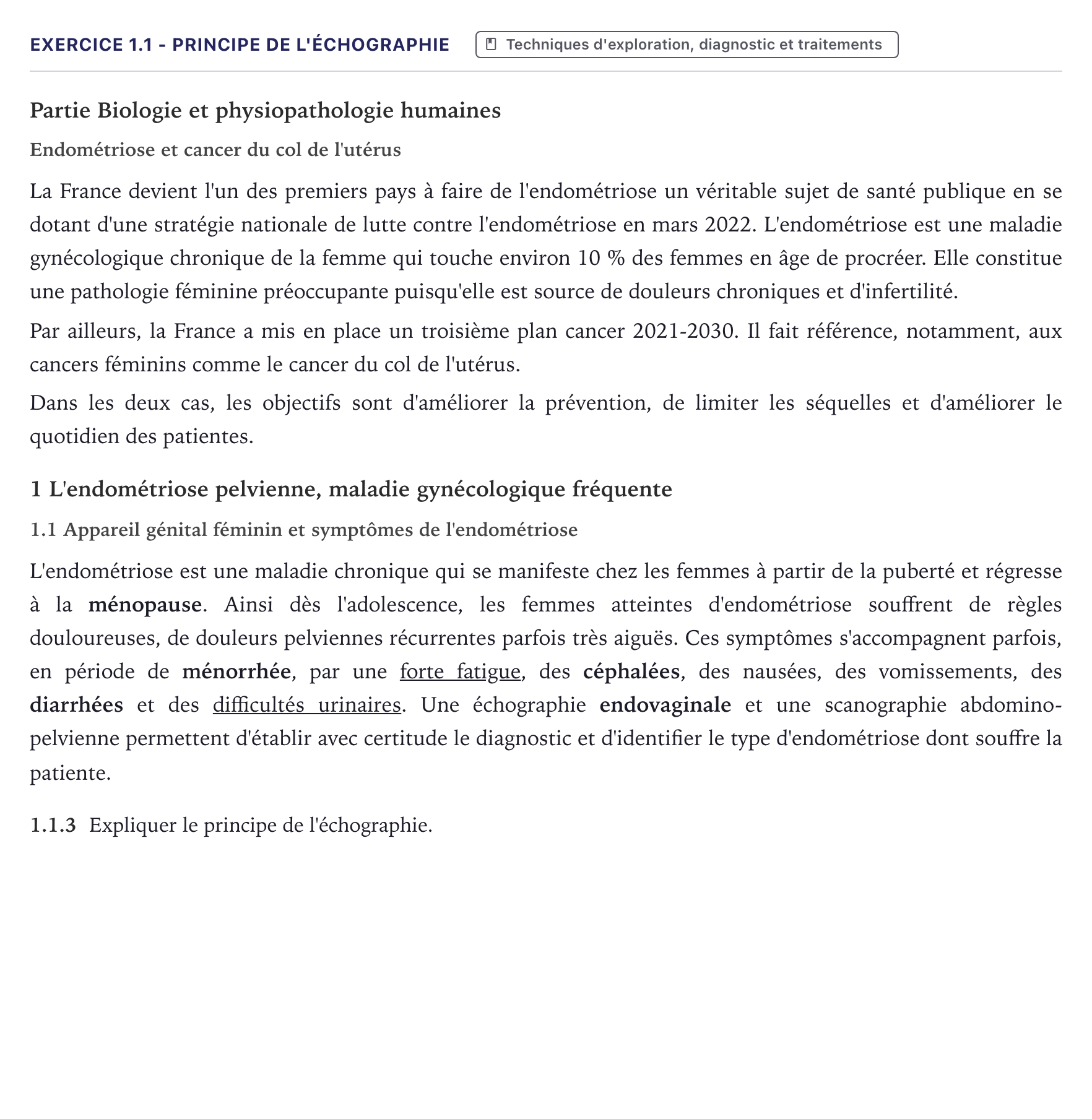 Énoncé: Exercice 1.1 - Principe de l'échographie · Bac ST2S Chimie, Biologie et Physiopathologie Humaines Métropole 2025