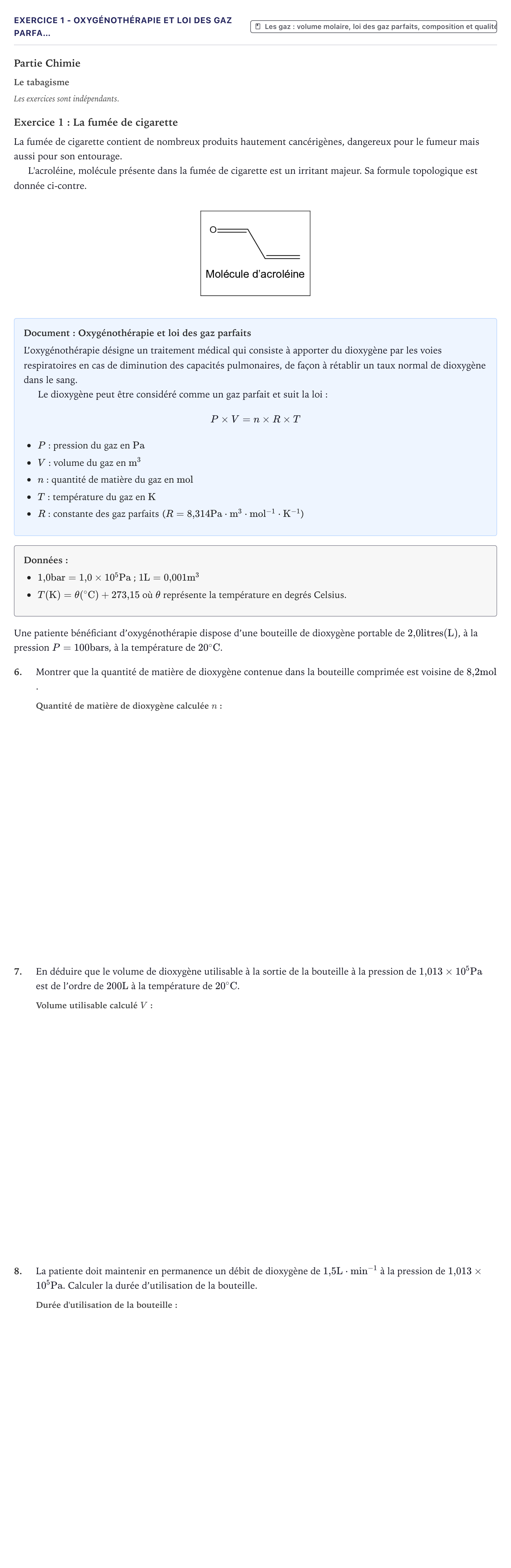 Énoncé: Exercice 1 - Oxygénothérapie et loi des gaz parfa… · Bac ST2S Chimie, Biologie et Physiopathologie Humaines Métropole 2025