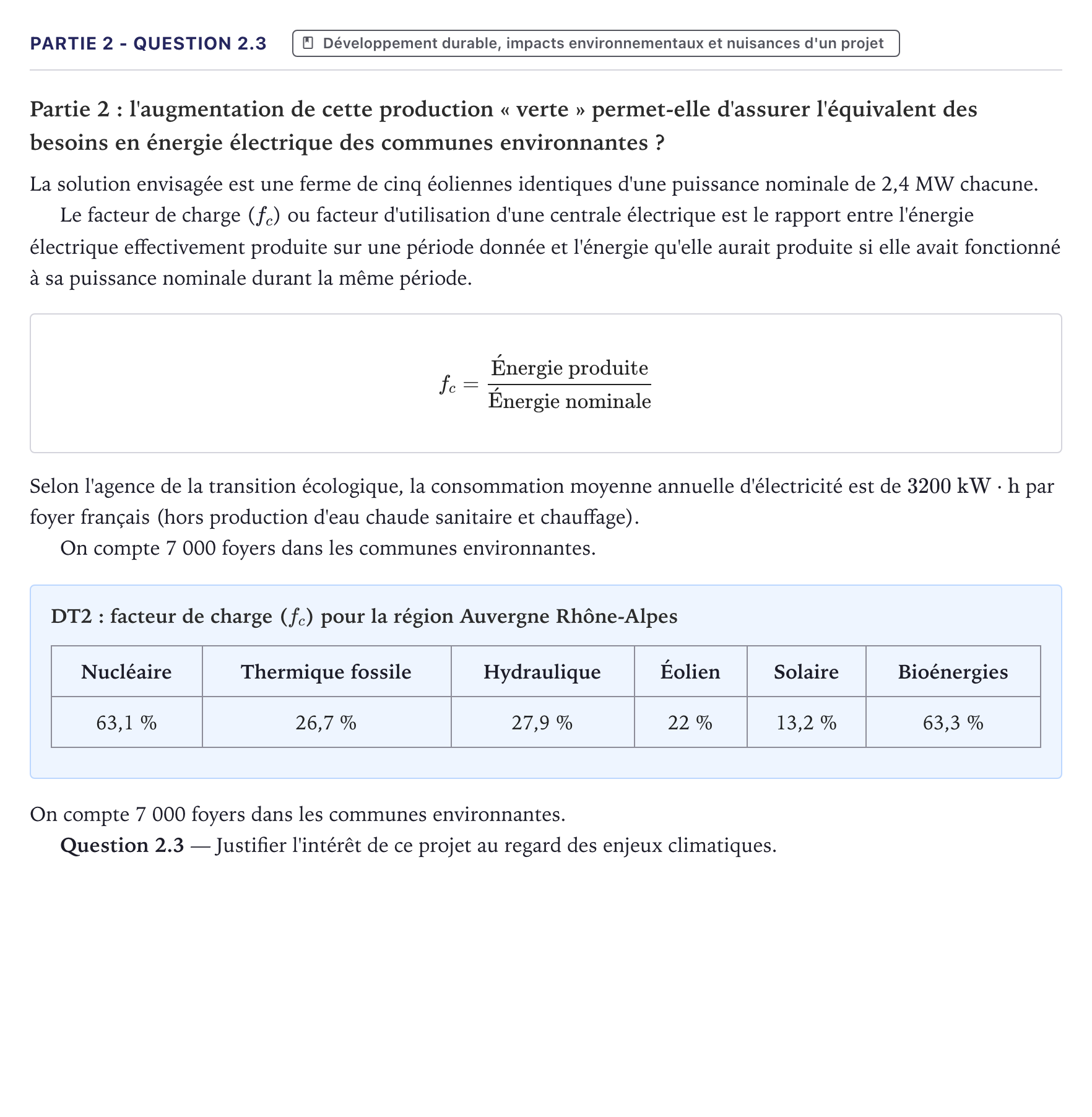 Énoncé: Partie 2 - Question 2.3 · Bac STI2D Ingénierie, Innovation et Développement Durable Métropole - AC 2025