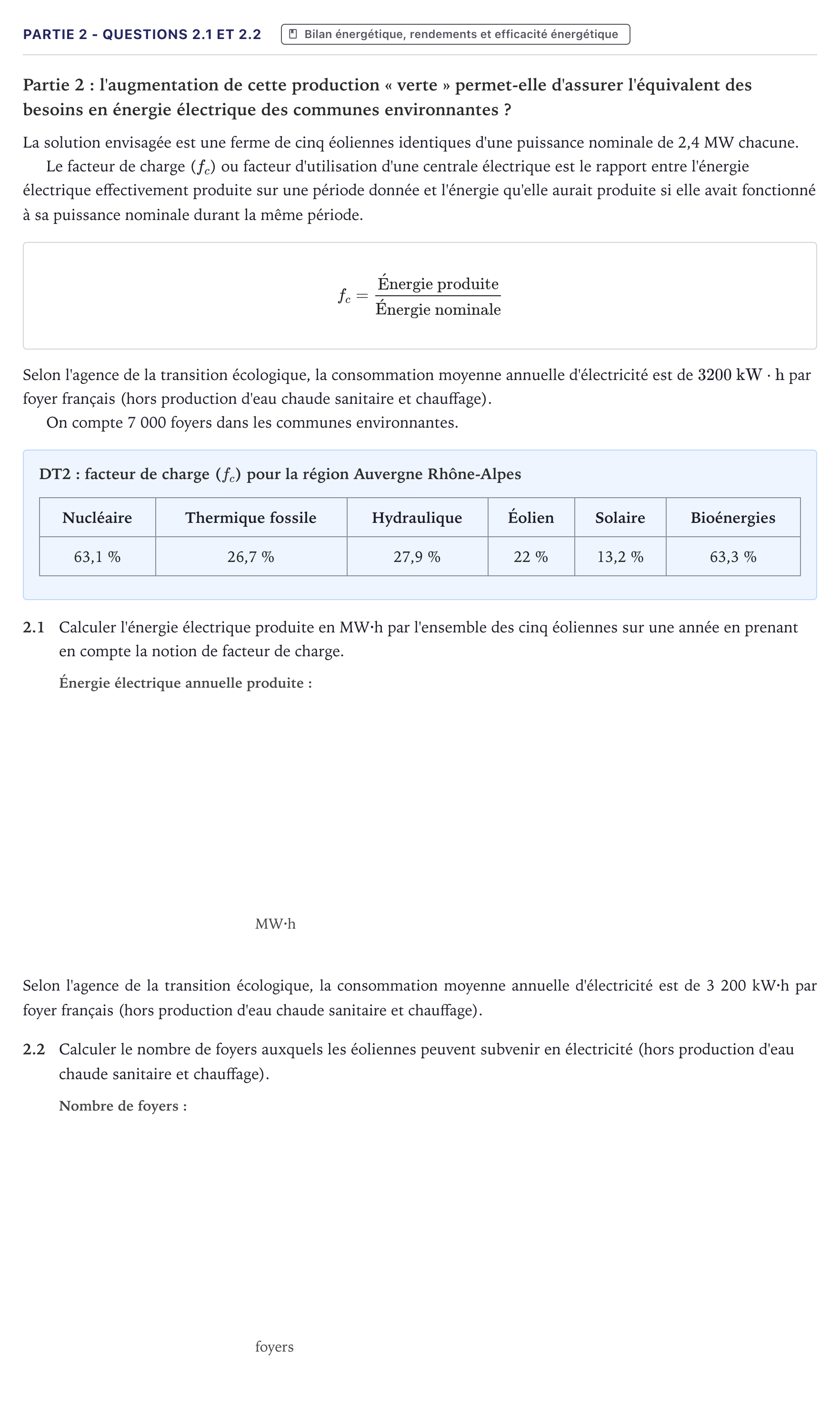 Énoncé: Partie 2 - Questions 2.1 et 2.2 · Bac STI2D Ingénierie, Innovation et Développement Durable Métropole - AC 2025