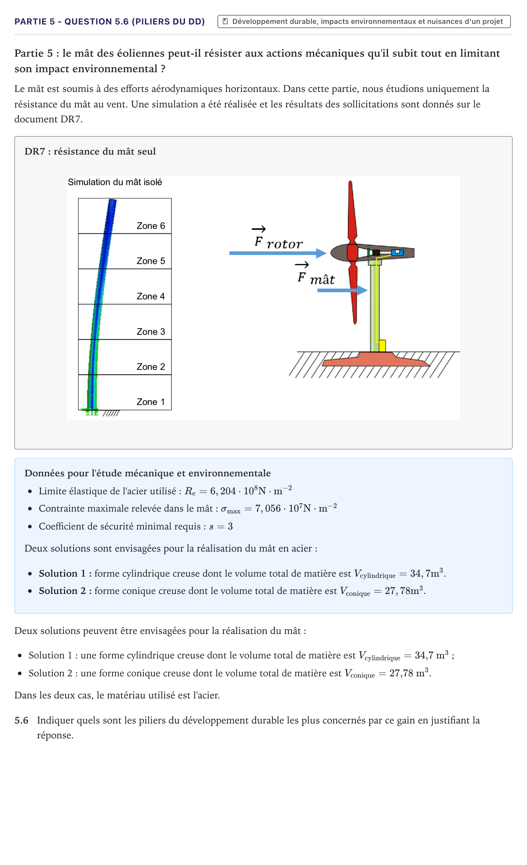 Énoncé: Partie 5 - Question 5.6 (piliers du DD) · Bac STI2D Ingénierie, Innovation et Développement Durable Métropole - AC 2025