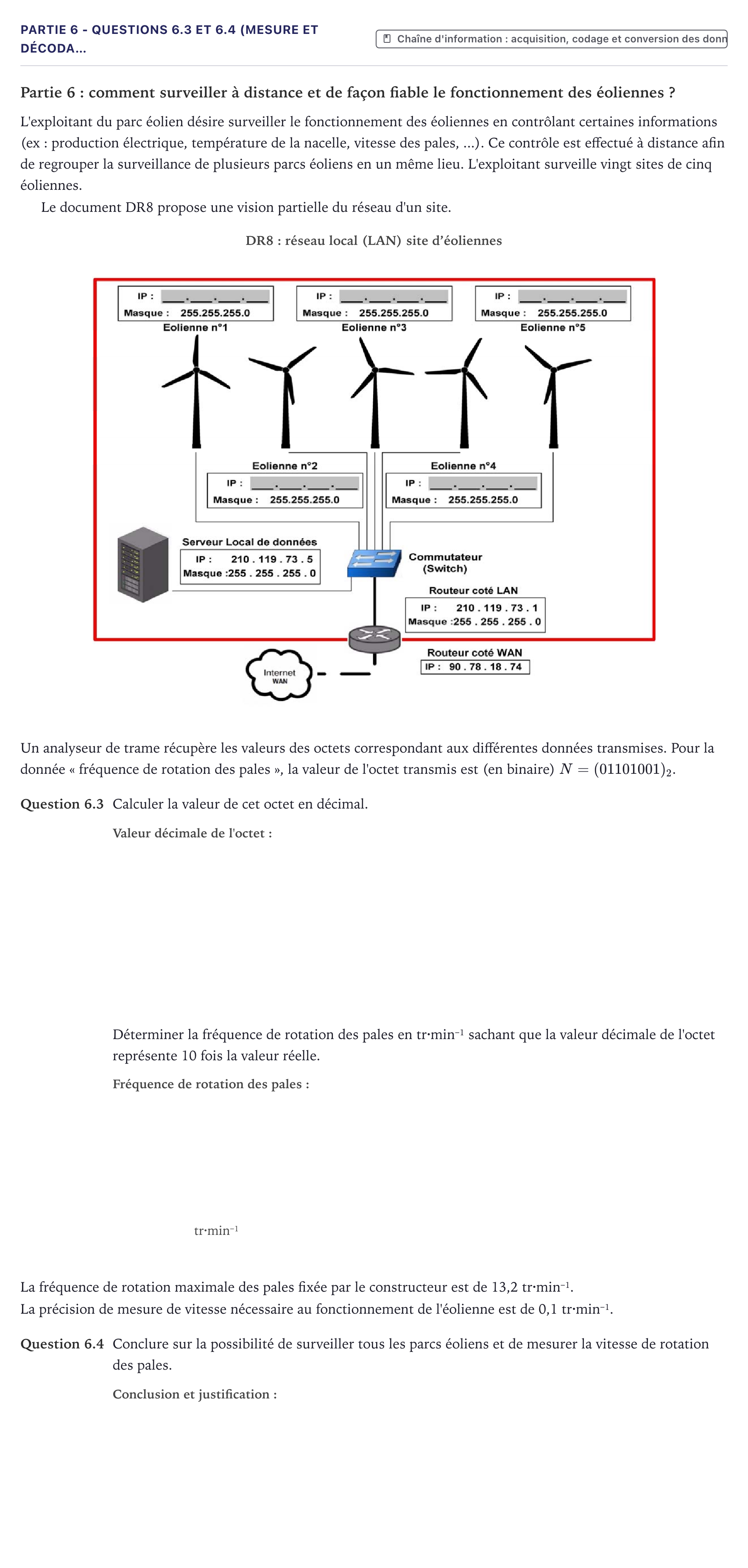Énoncé: Partie 6 - Questions 6.3 et 6.4 (mesure et décoda… · Bac STI2D Ingénierie, Innovation et Développement Durable Métropole - AC 2025