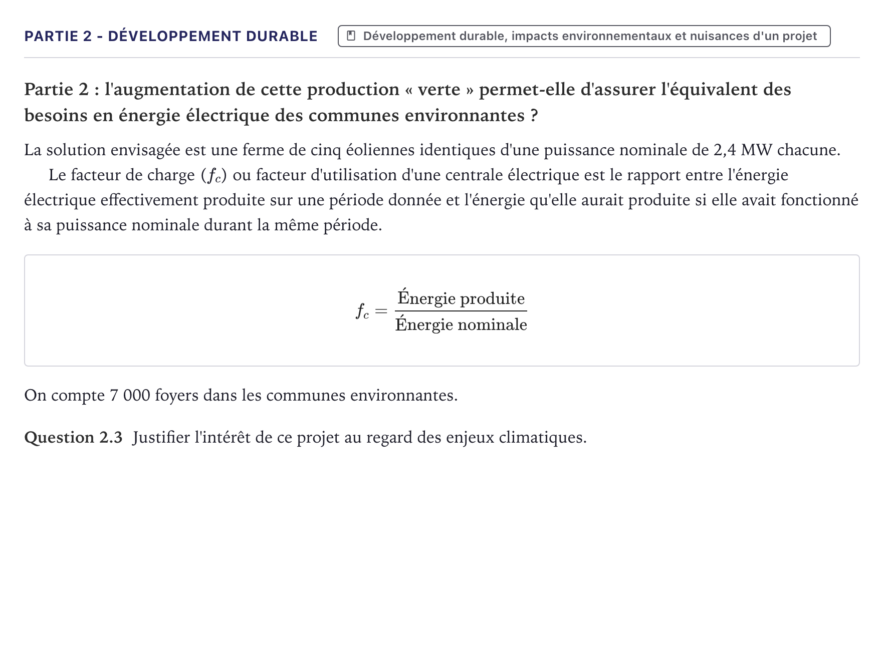 Énoncé: Partie 2 - Développement durable · Bac STI2D Ingénierie, Innovation et Développement Durable Métropole - EE 2025