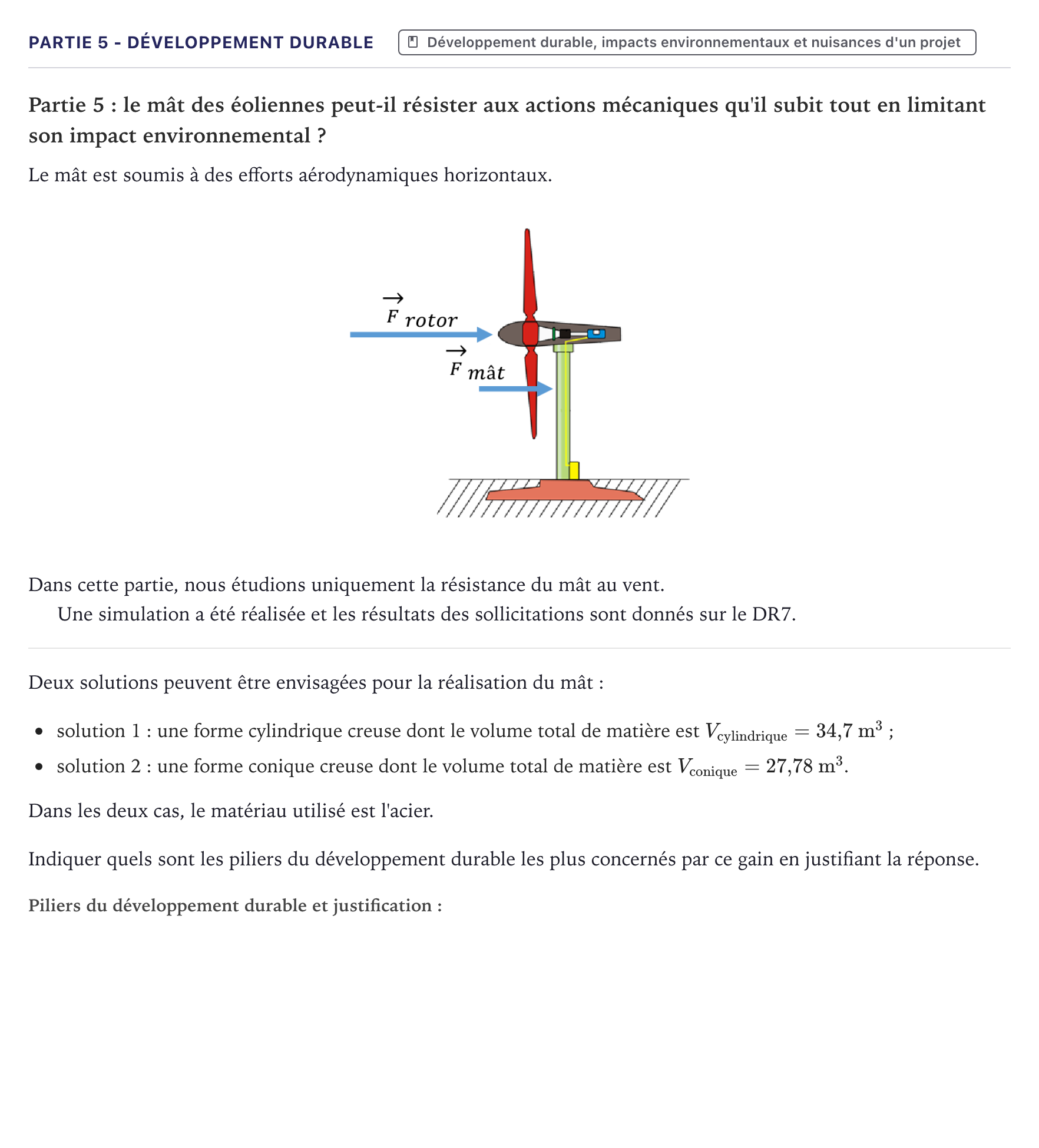Énoncé: Partie 5 - Développement durable · Bac STI2D Ingénierie, Innovation et Développement Durable Métropole - EE 2025