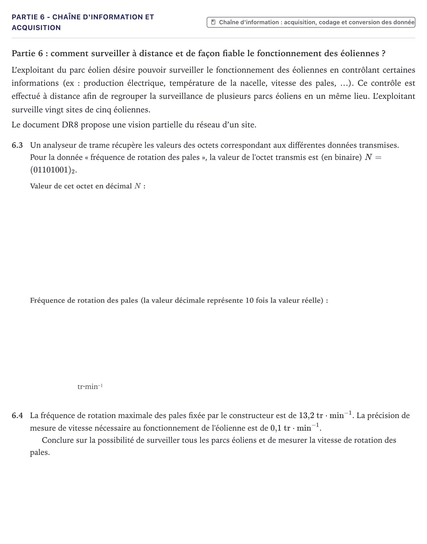 Énoncé: Partie 6 - Chaîne d'information et acquisition · Bac STI2D Ingénierie, Innovation et Développement Durable Métropole - EE 2025